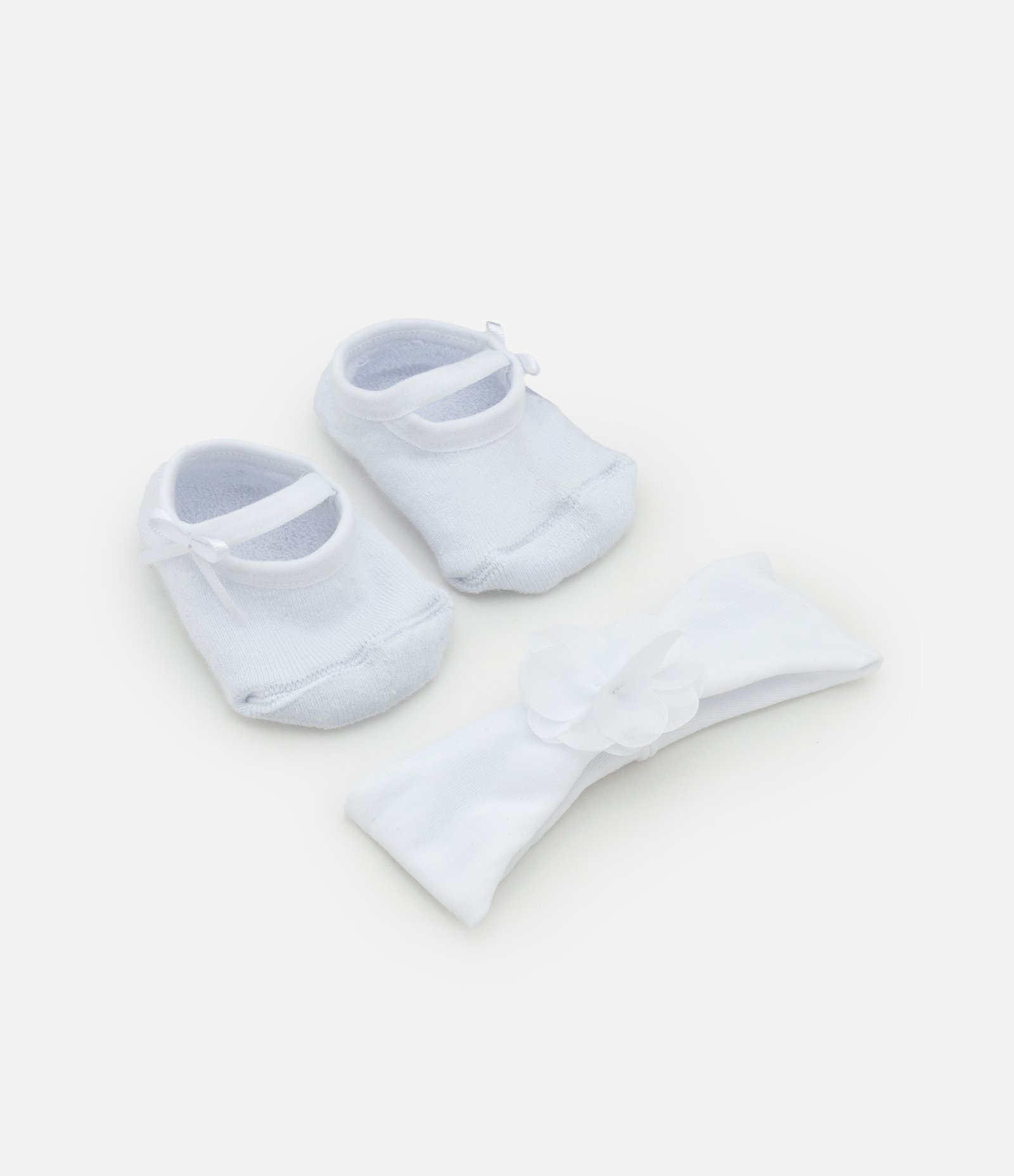 Meia Sapatilha Infantil com Laço e Faixa de Cabelo - Tam 0 a 12 meses 1