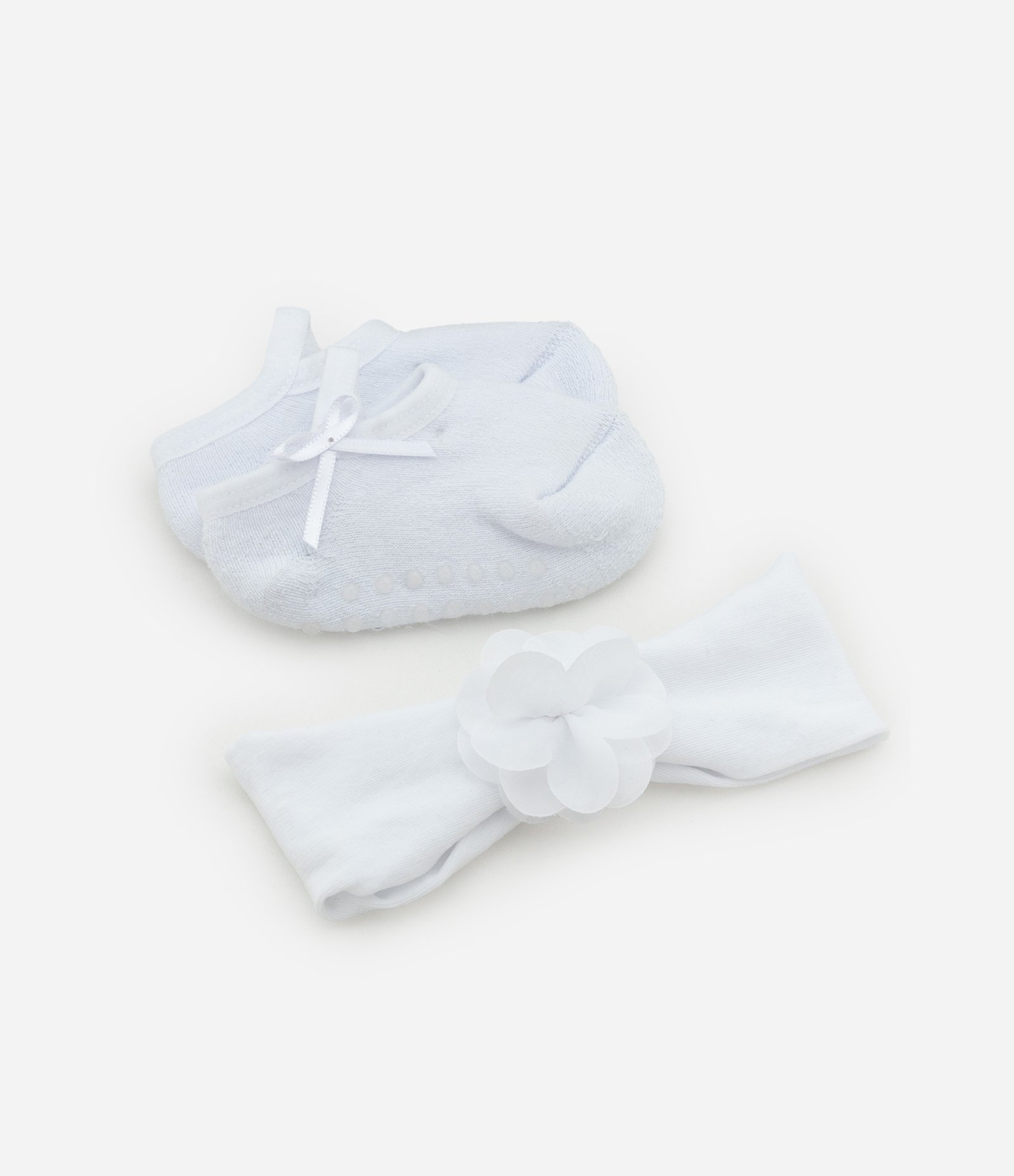 Meia Sapatilha Infantil com Laço e Faixa de Cabelo - Tam 0 a 12 meses 2