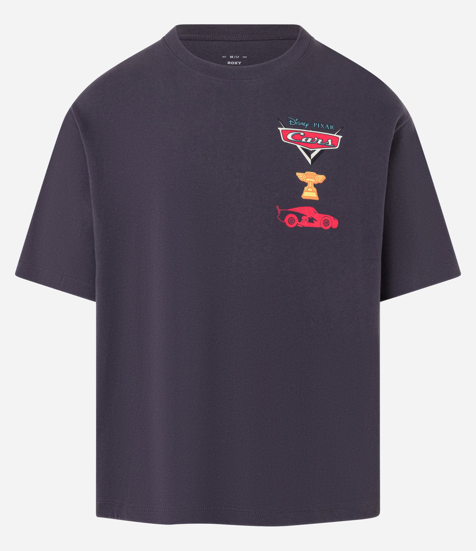 Camiseta Boxy em Algodão com Estampa do Relâmpago Mc Queen Cinza 7