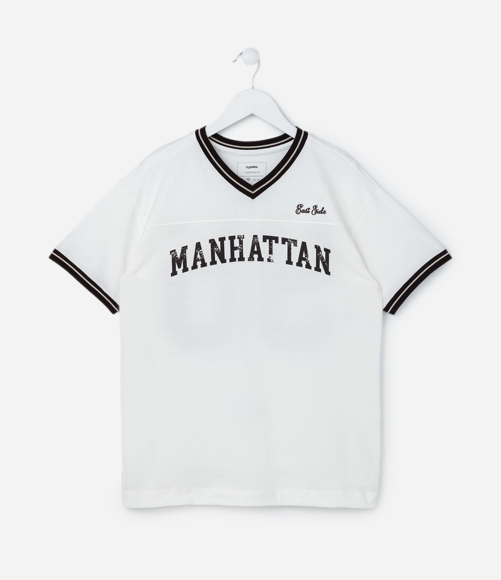 Camiseta Esportiva Infantil com Lettering Manhattan - Tam 5 a 14 Anos Branco 1