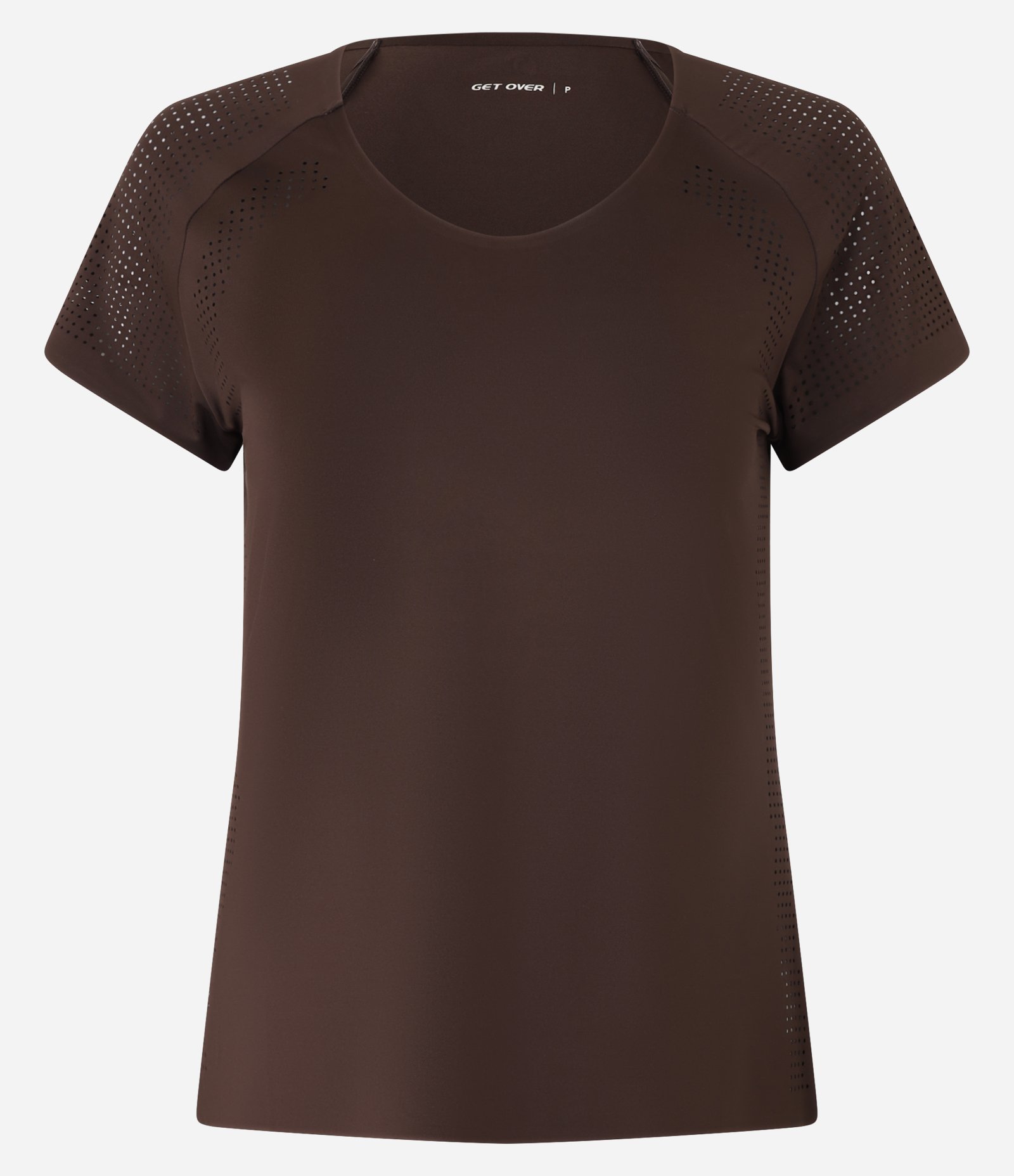 Camiseta Esportiva em Microfibra com Laterais Furadinhas Marrom 4
