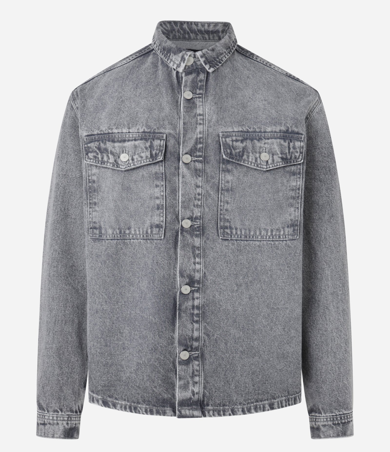 Camisa Oversized Boxy em Jeans com Efeito Marmorizado Cinza 6