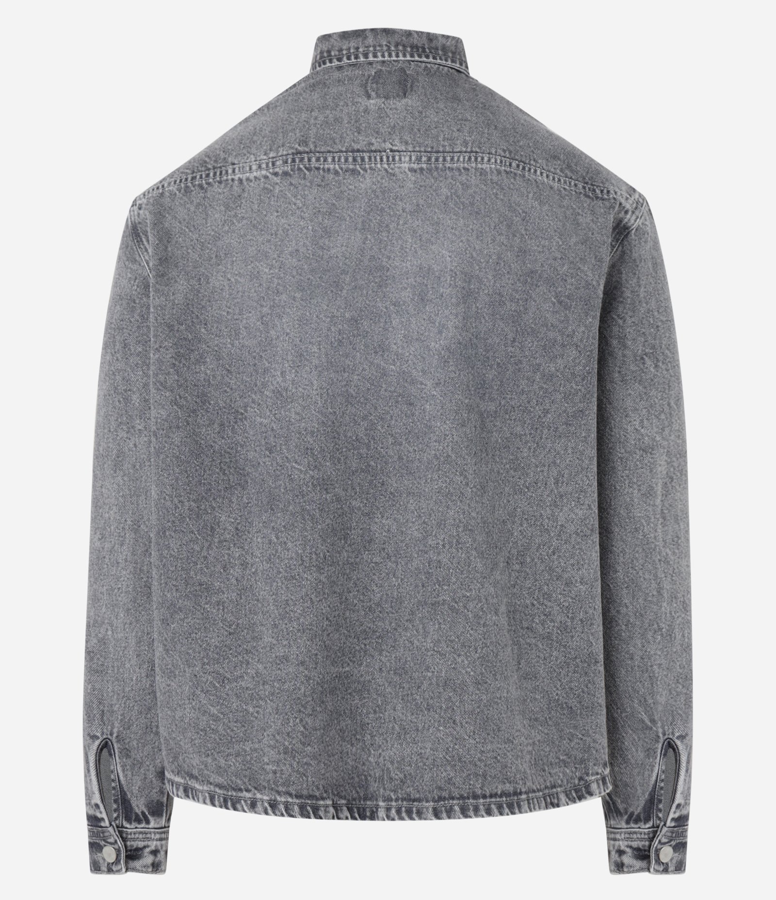 Camisa Oversized Boxy em Jeans com Efeito Marmorizado Cinza 7