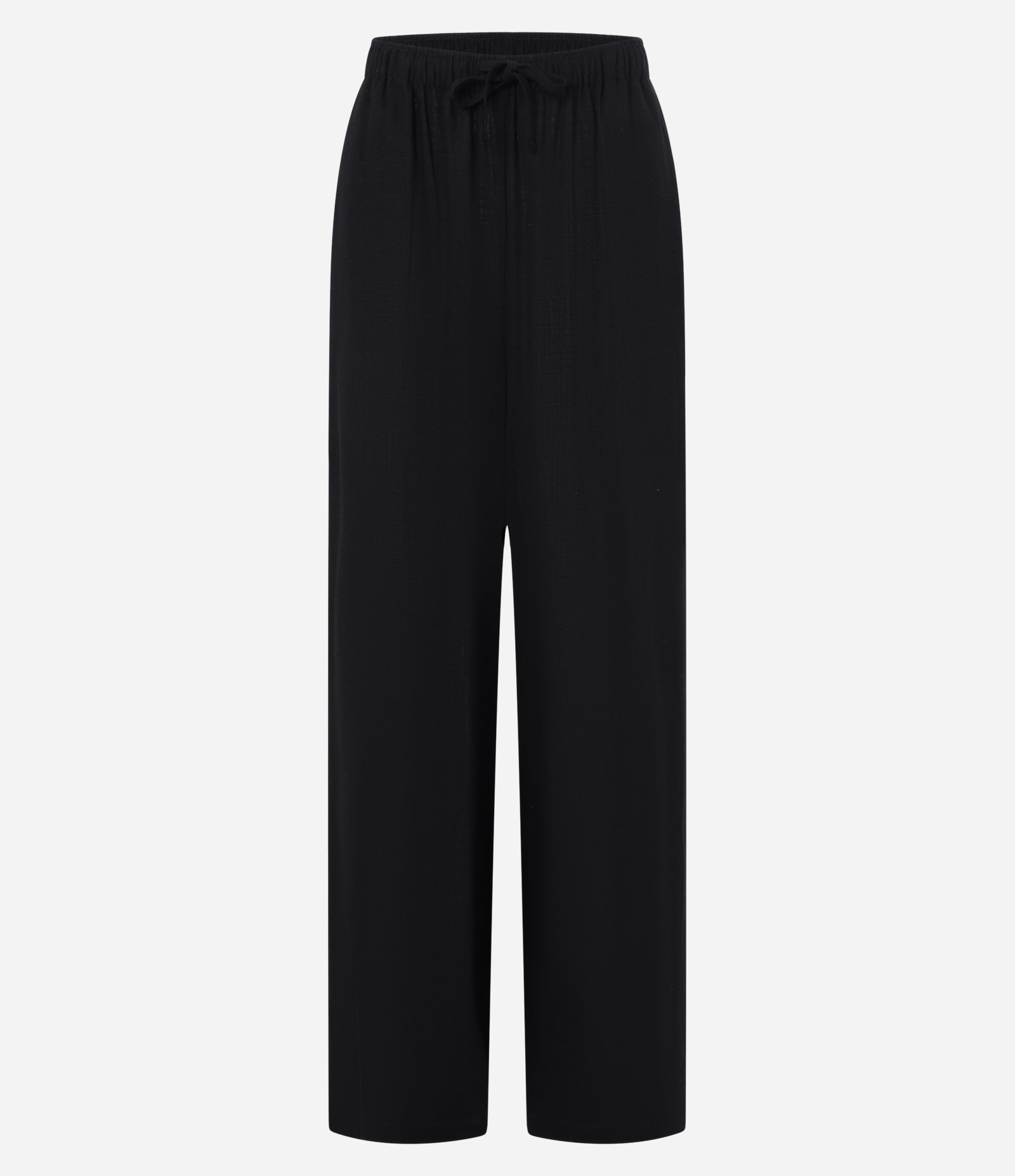 Calça Fluída em Viscose e Linho com Amarração no Cós Preto 5