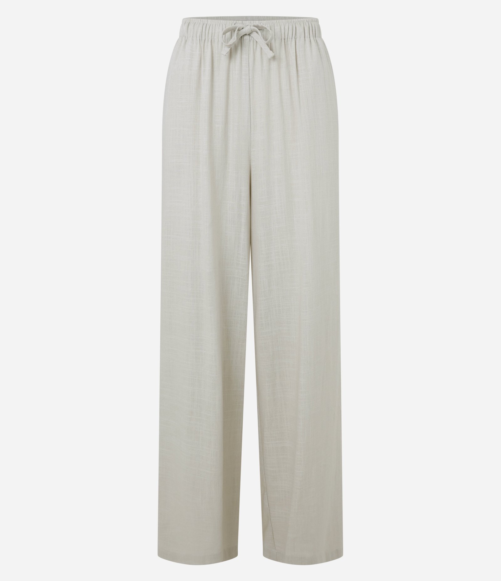 Calça Fluída em Viscose e Linho com Amarração no Cós Bege 5