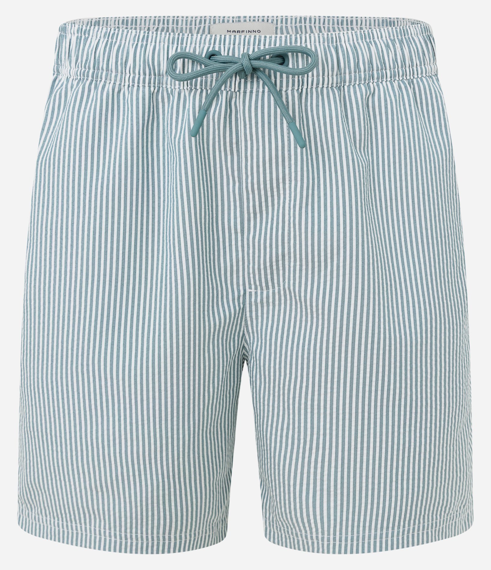 Bermuda de Praia Listrada em Microfibra com Textura Anarruga Verde 1