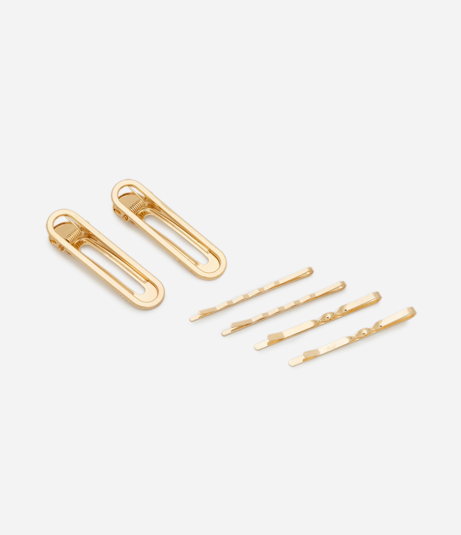 Kit 06 Presilhas de Cabelo em Metal Formatos Diversos Dourado 1
