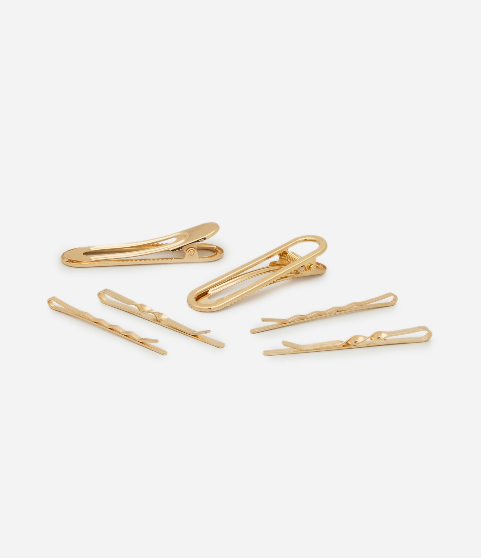 Kit 06 Presilhas de Cabelo em Metal Formatos Diversos Dourado 2