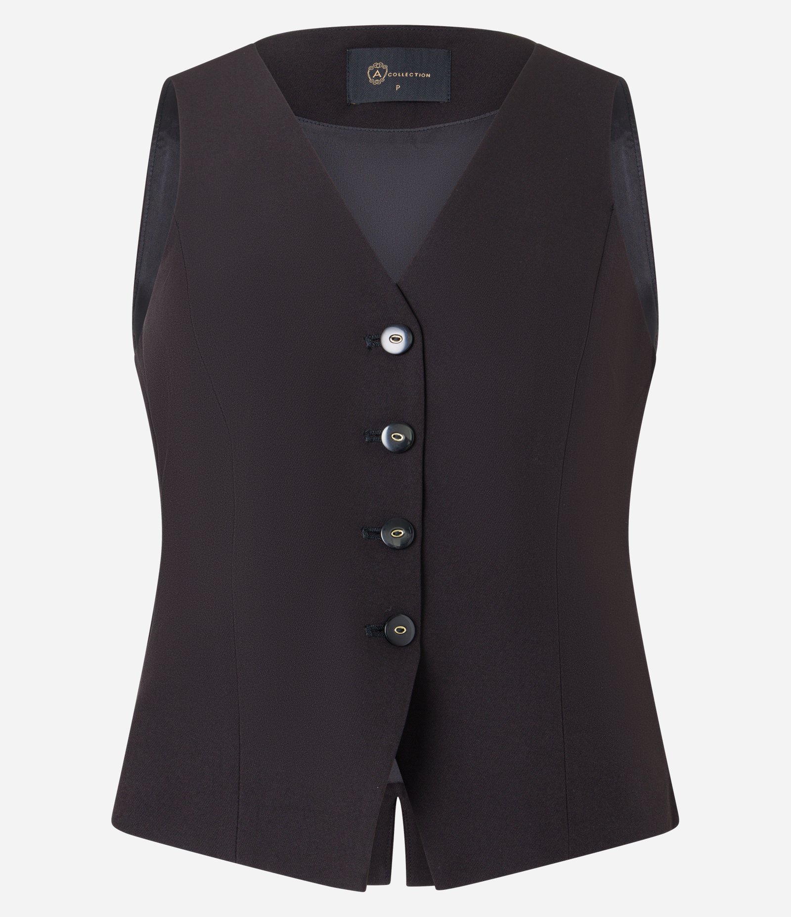 Colete Alfaiatado com Botões e Detalhe V Preto 7