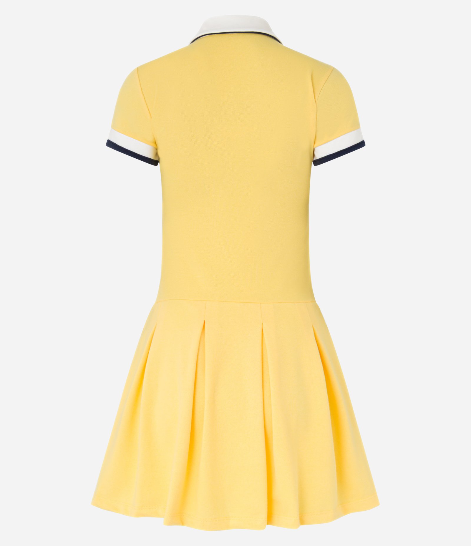Vestido Curto em Piquet com Gola Polo e Saia Plissada Amarelo 8