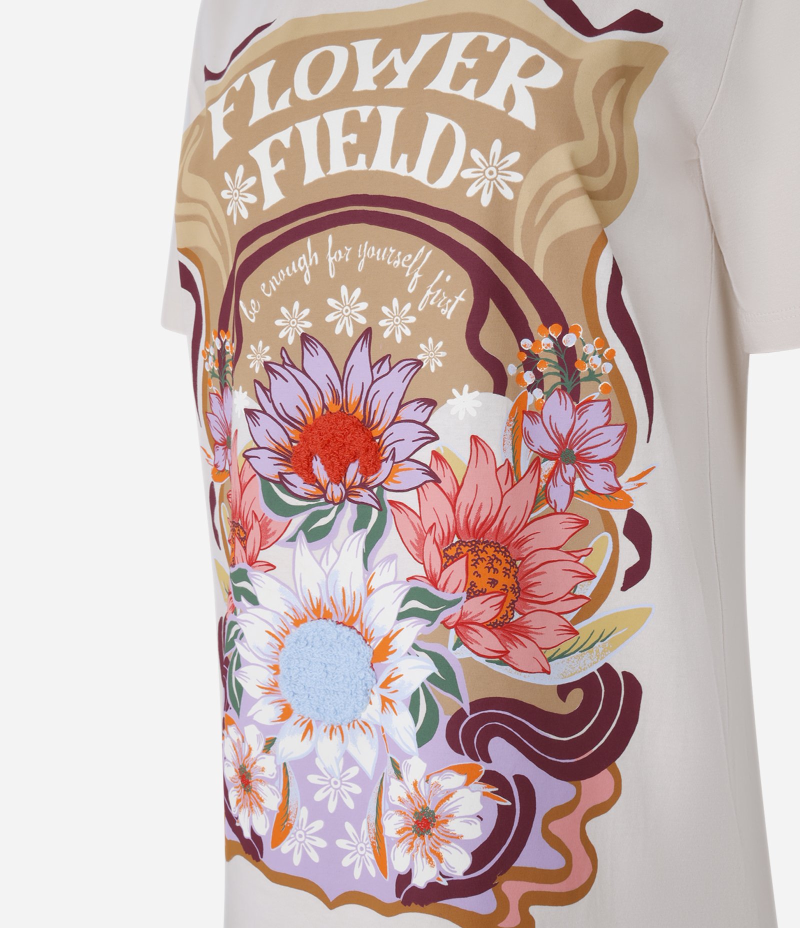 Camiseta Alongada em Algodão com Estampa Floral Bege Rosado 5