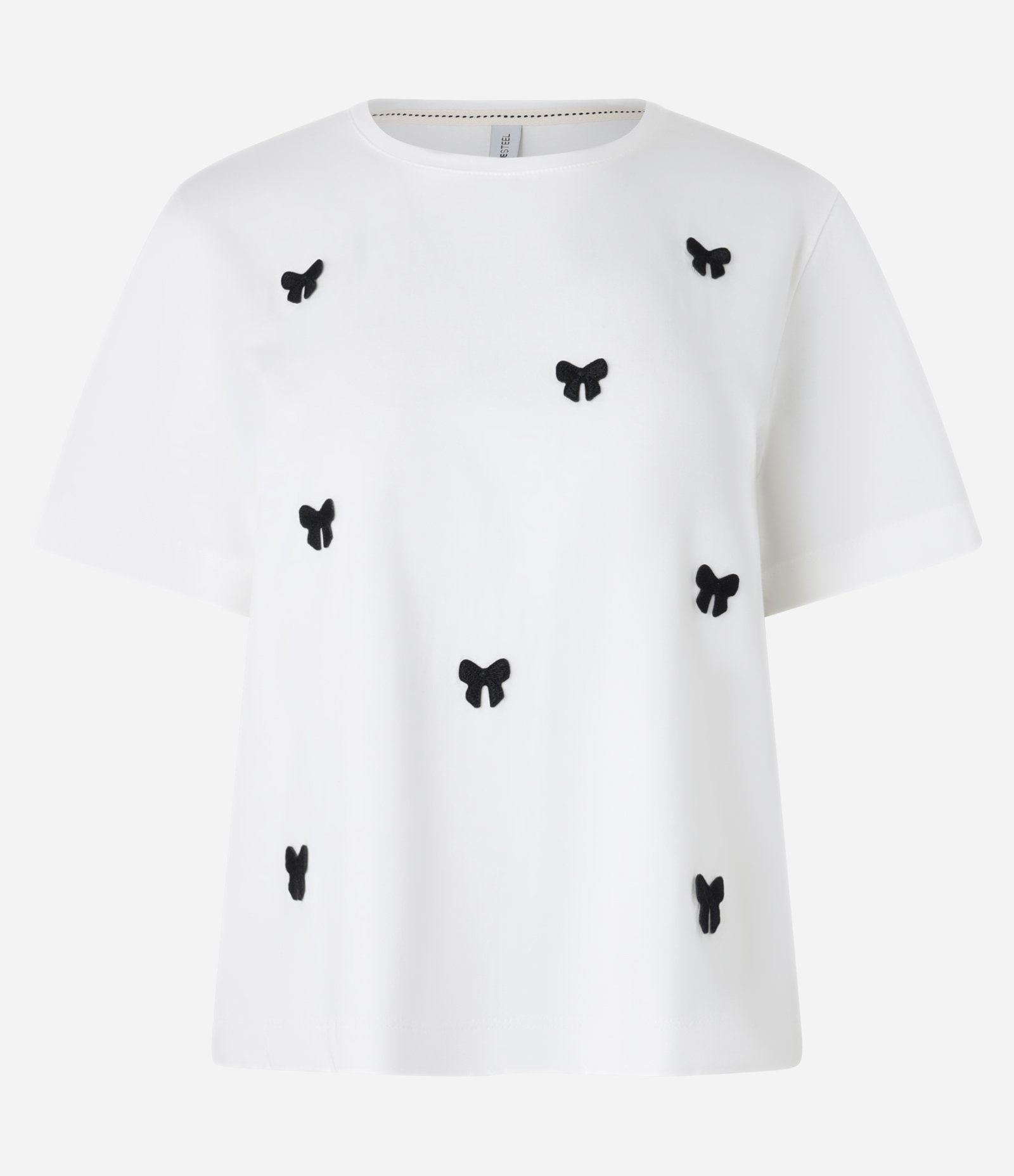 Camiseta Baby Look em Algodão com Lacinhos Bordados Branco 4