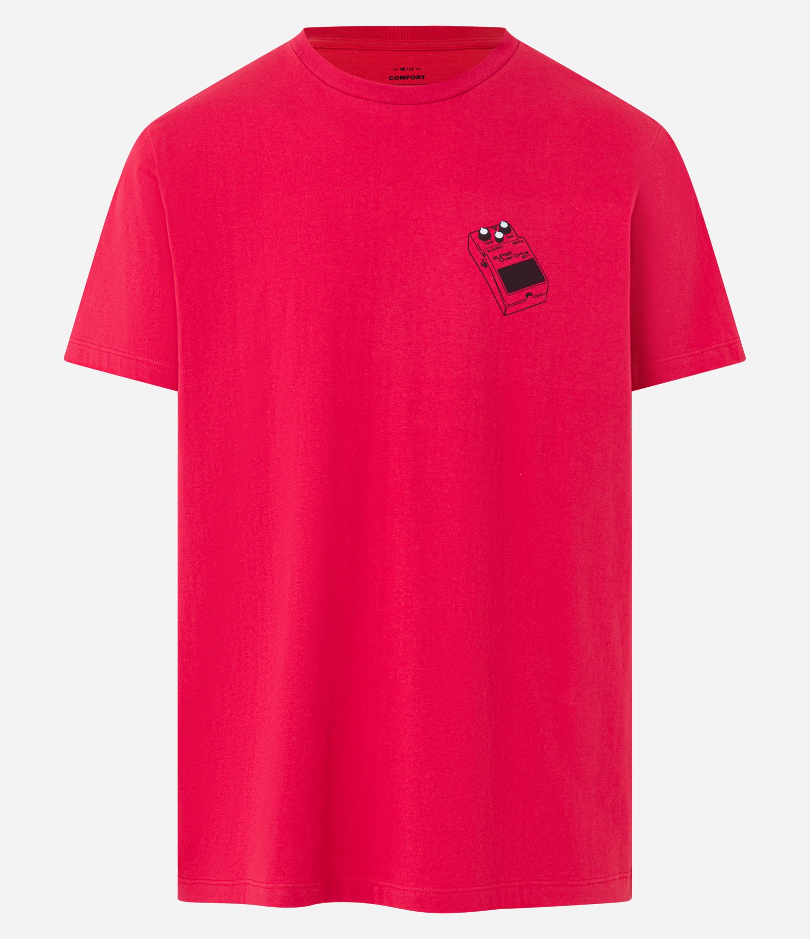 Camiseta Comfort em Algodão com Estampa Overdrive Pedals Vermelho 1