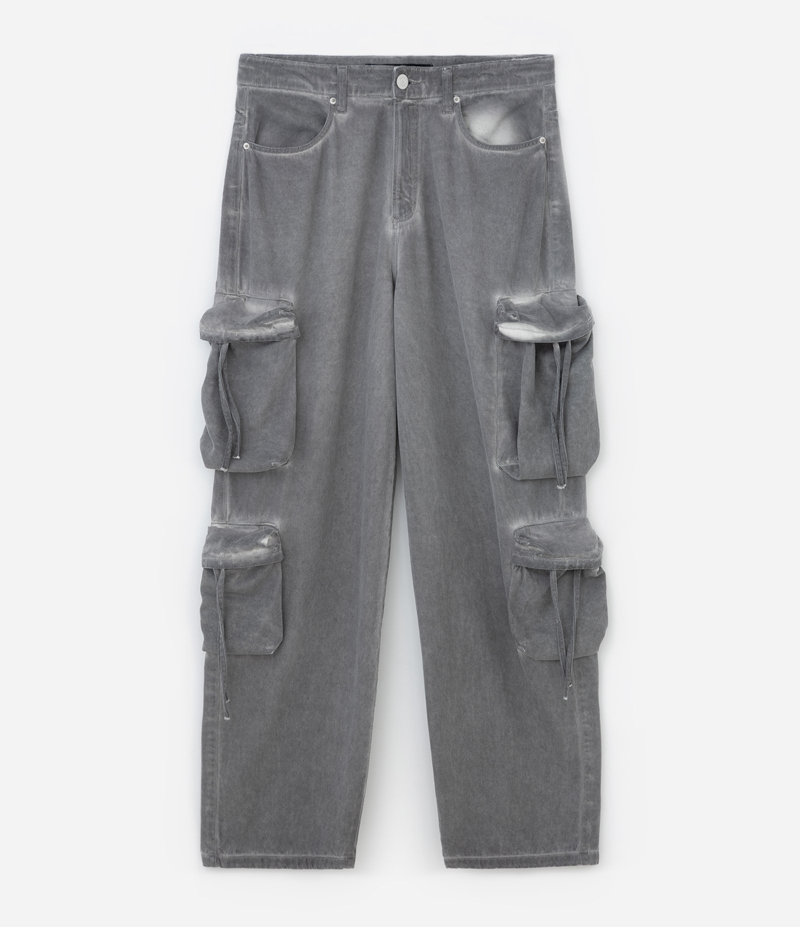 Calça Super Baggy em Sarja Estonada com Lavagem Cinza 6