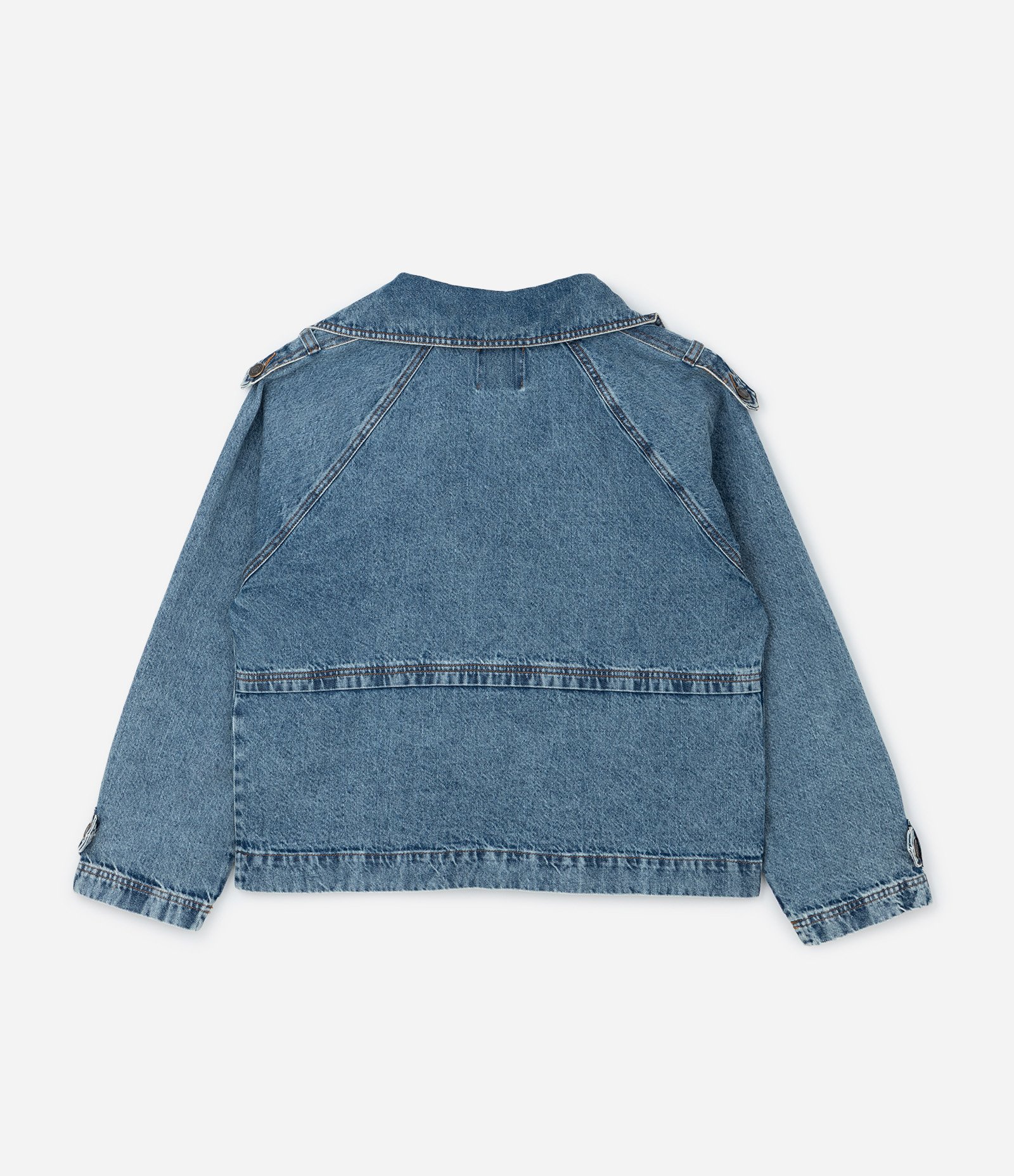 Jaqueta Trench Coat em Jeans com Botões Transpassados Curve & Plus Size Azul 6