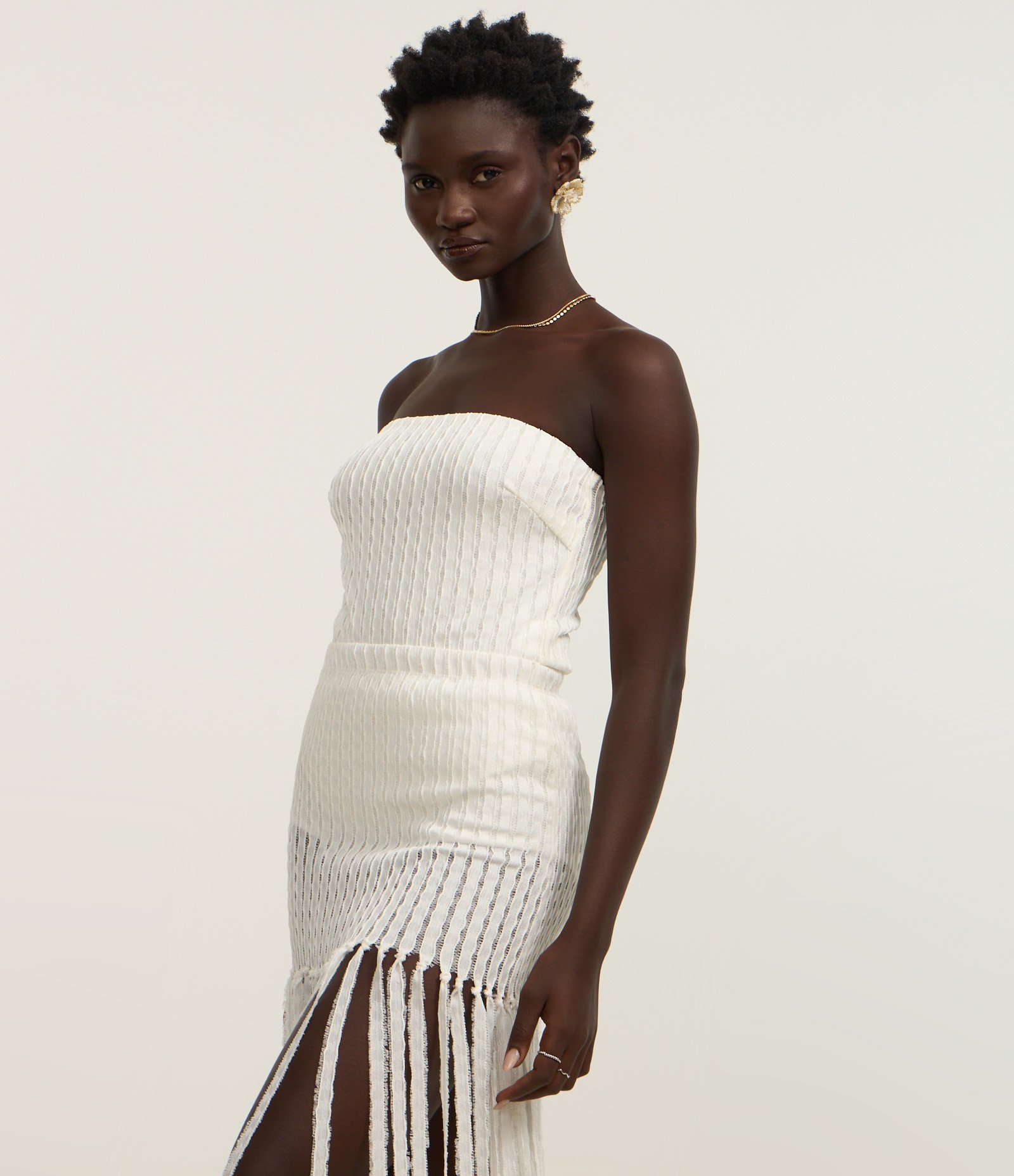 Body Texturizado com Decote Tomara que Caia Branco 1