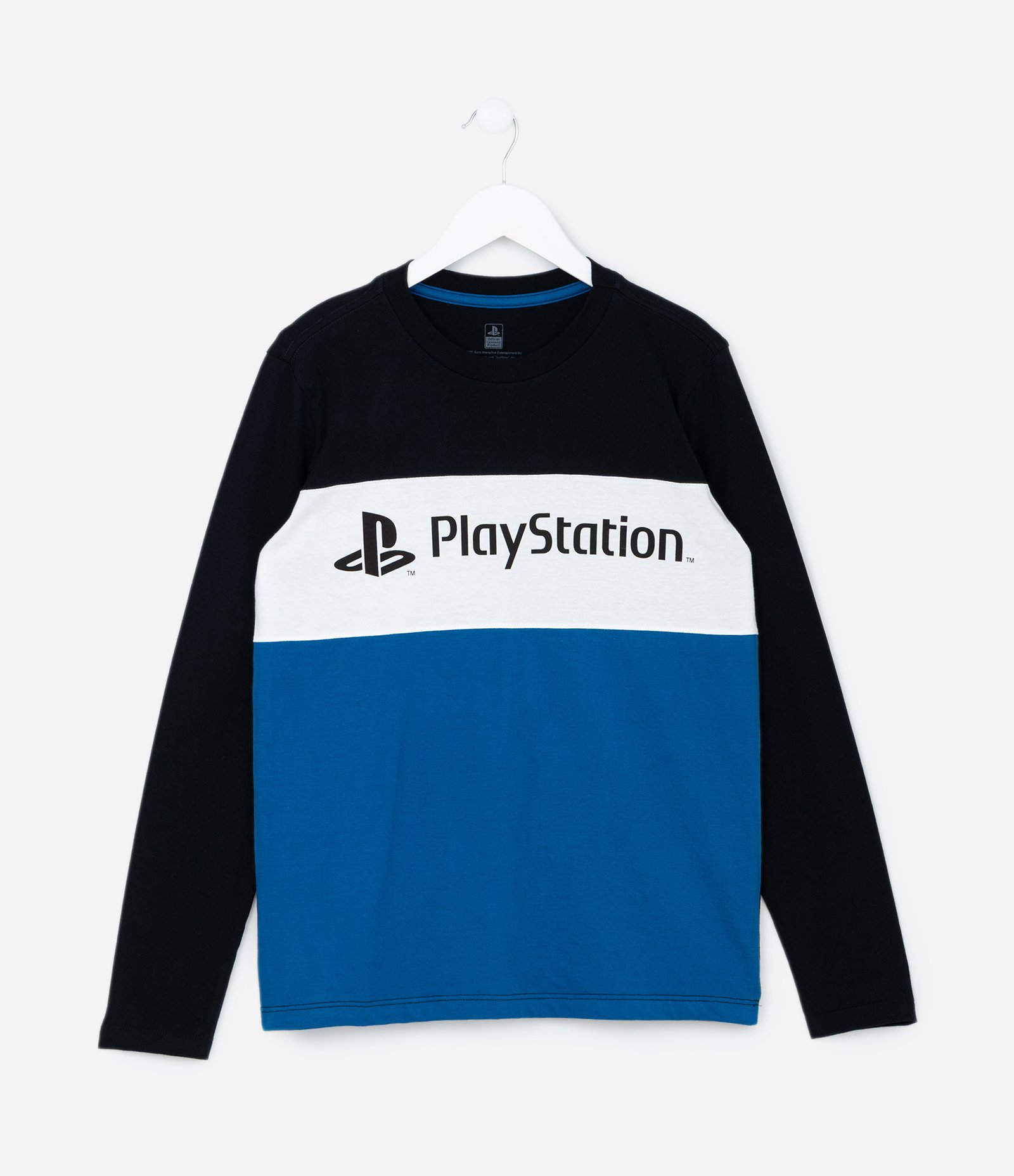 Camiseta Infantil com Recortes e Estampa Playstation - Tam 5 a 14 Anos Preto/Azul 1
