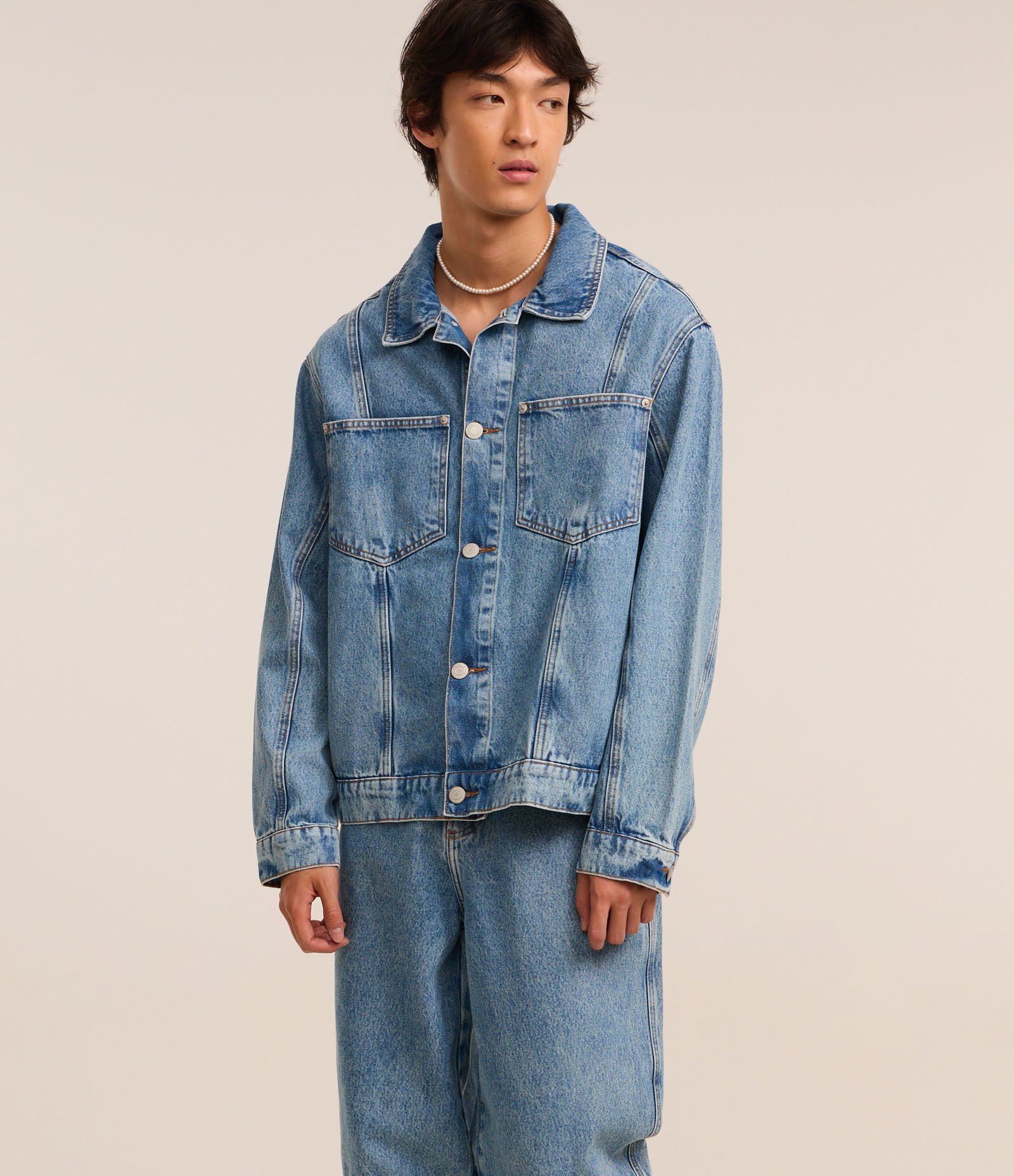 Calça Super Baggy em Jeans Vintage com Recortes Azul 5