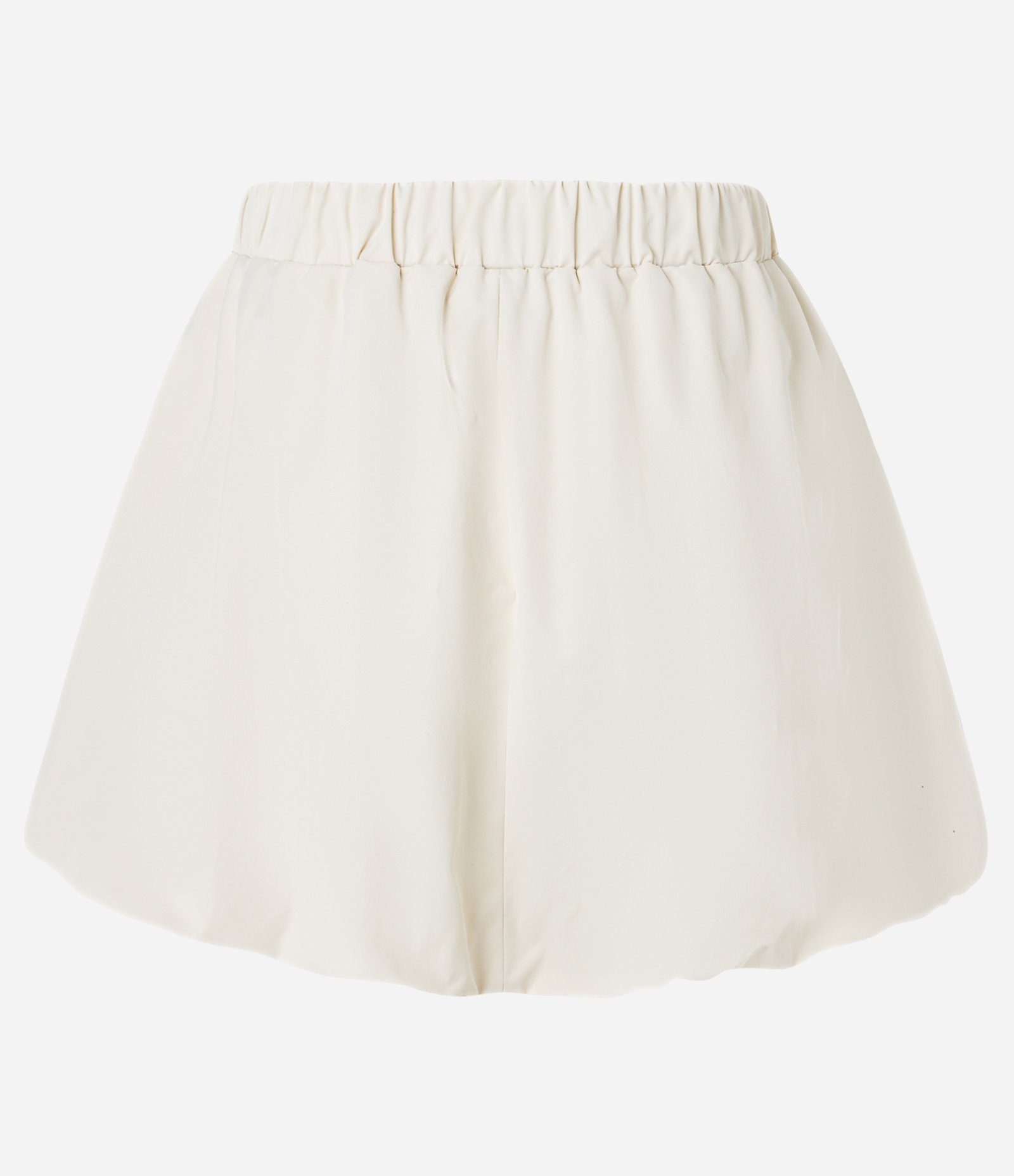 Saia Balonê Curta em Tricoline com Amarração e Franzidos Bege 6