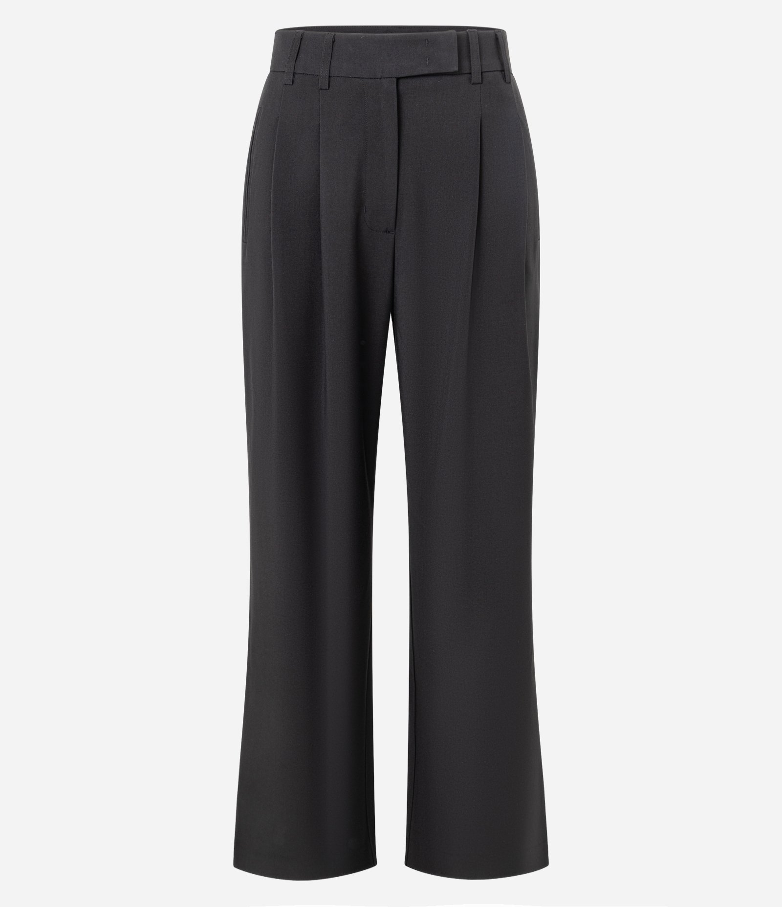 Calça Reta Alfaiatada com Cós Transpassado e Pregas Preto 5