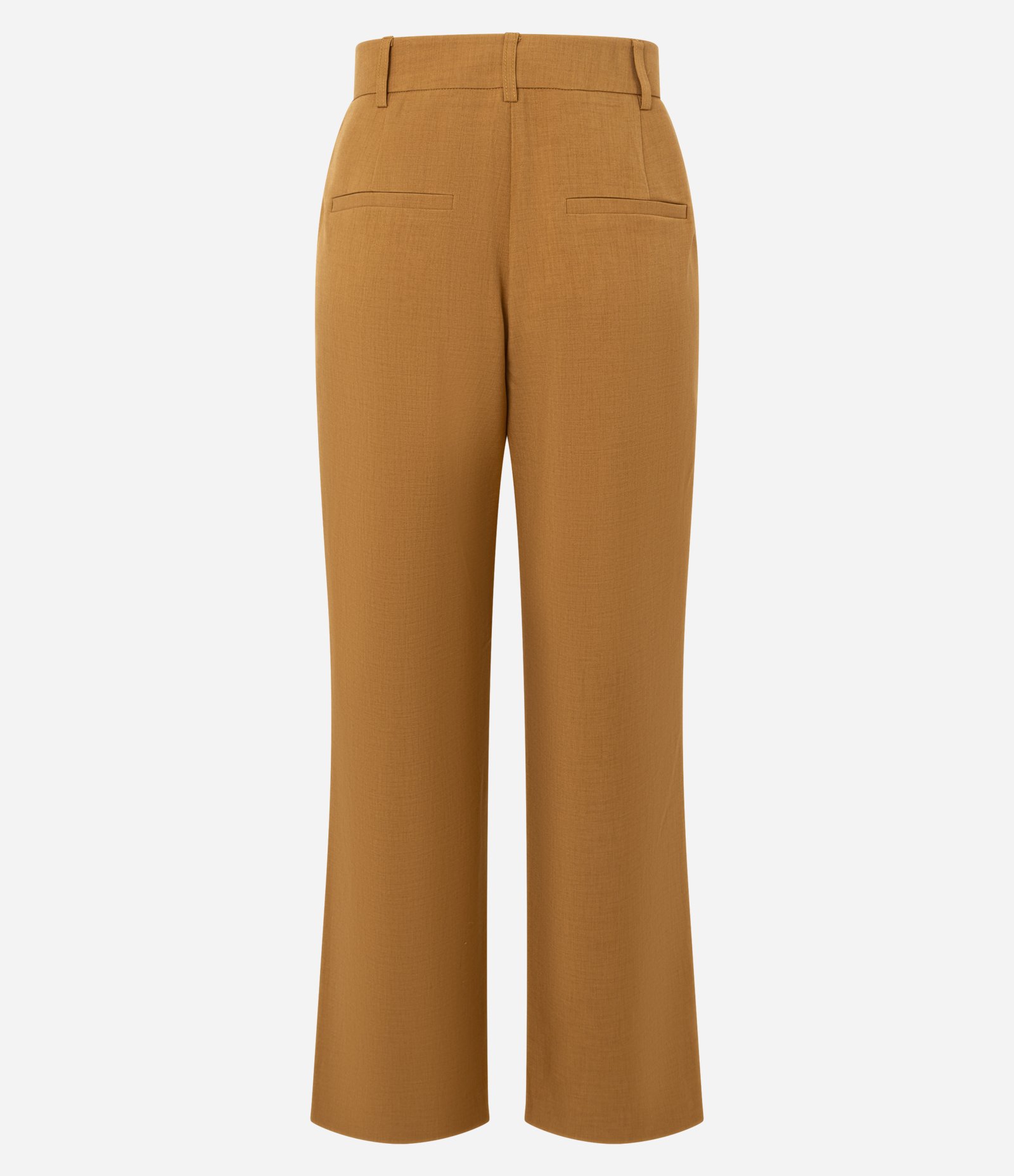 Calça Reta Alfaiatada com Cós Transpassado e Pregas Caramelo 7