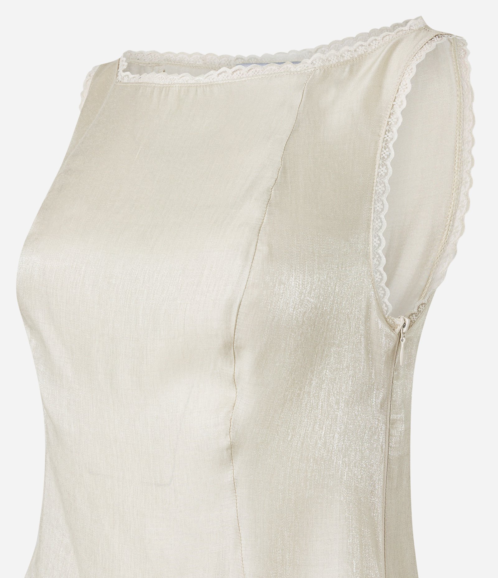 Blusa sem Manga em Cetim com Detalhe Ondulado nas Cavas Bege Claro 6