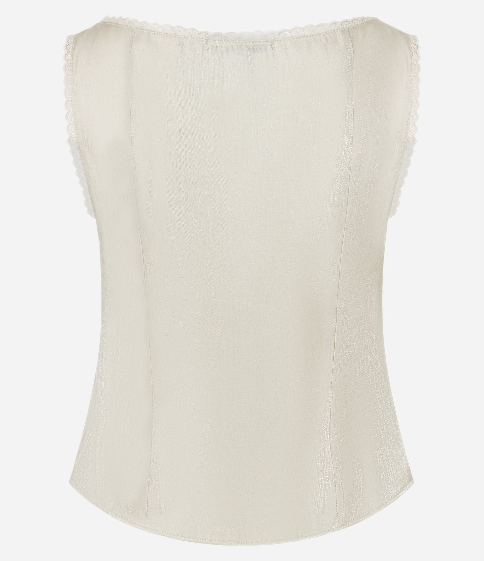 Blusa sem Manga em Cetim com Detalhe Ondulado nas Cavas Bege Claro 7