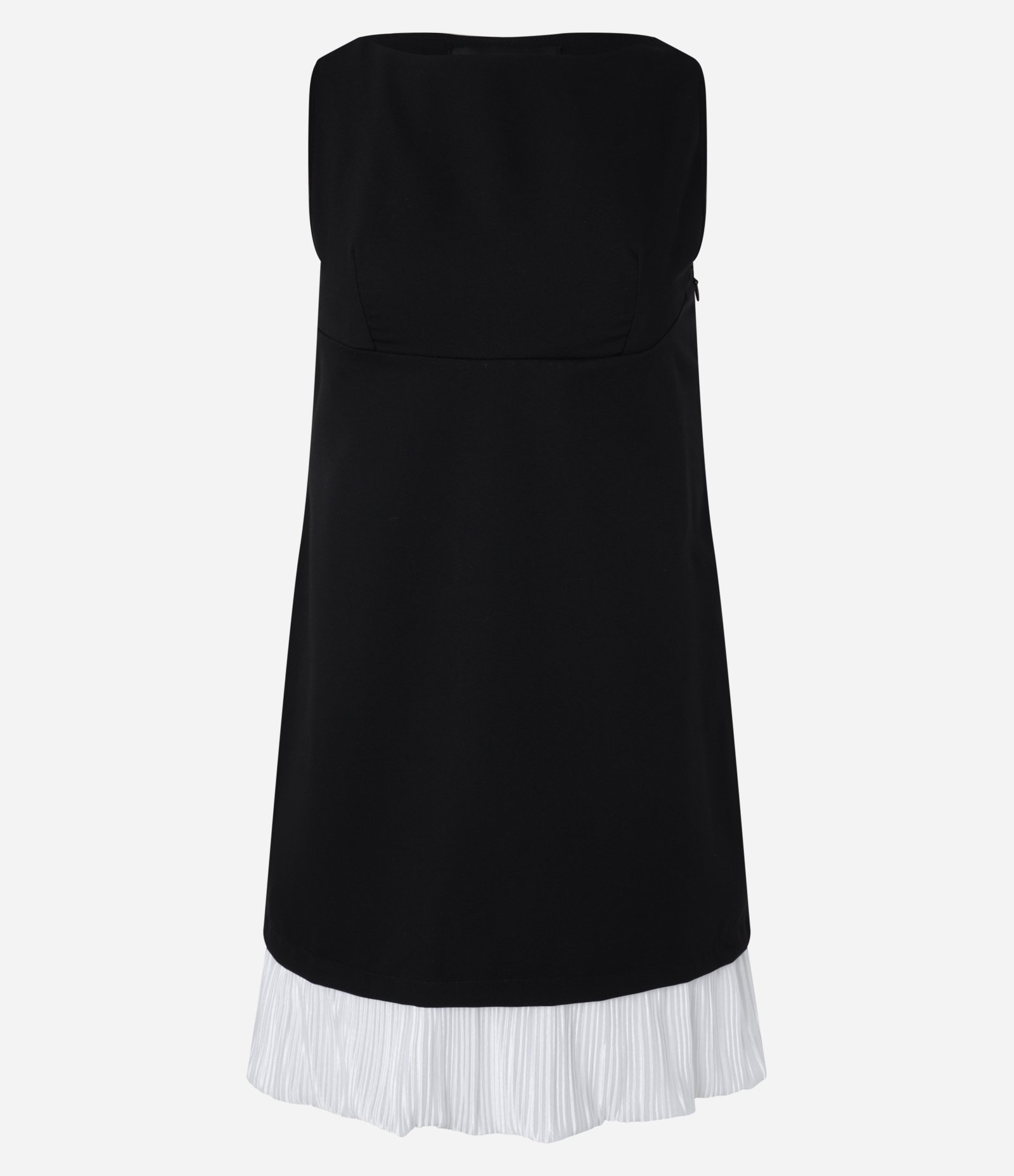 Vestido Reto com Decote Tomara que caia e Barra Plissada Preto 4