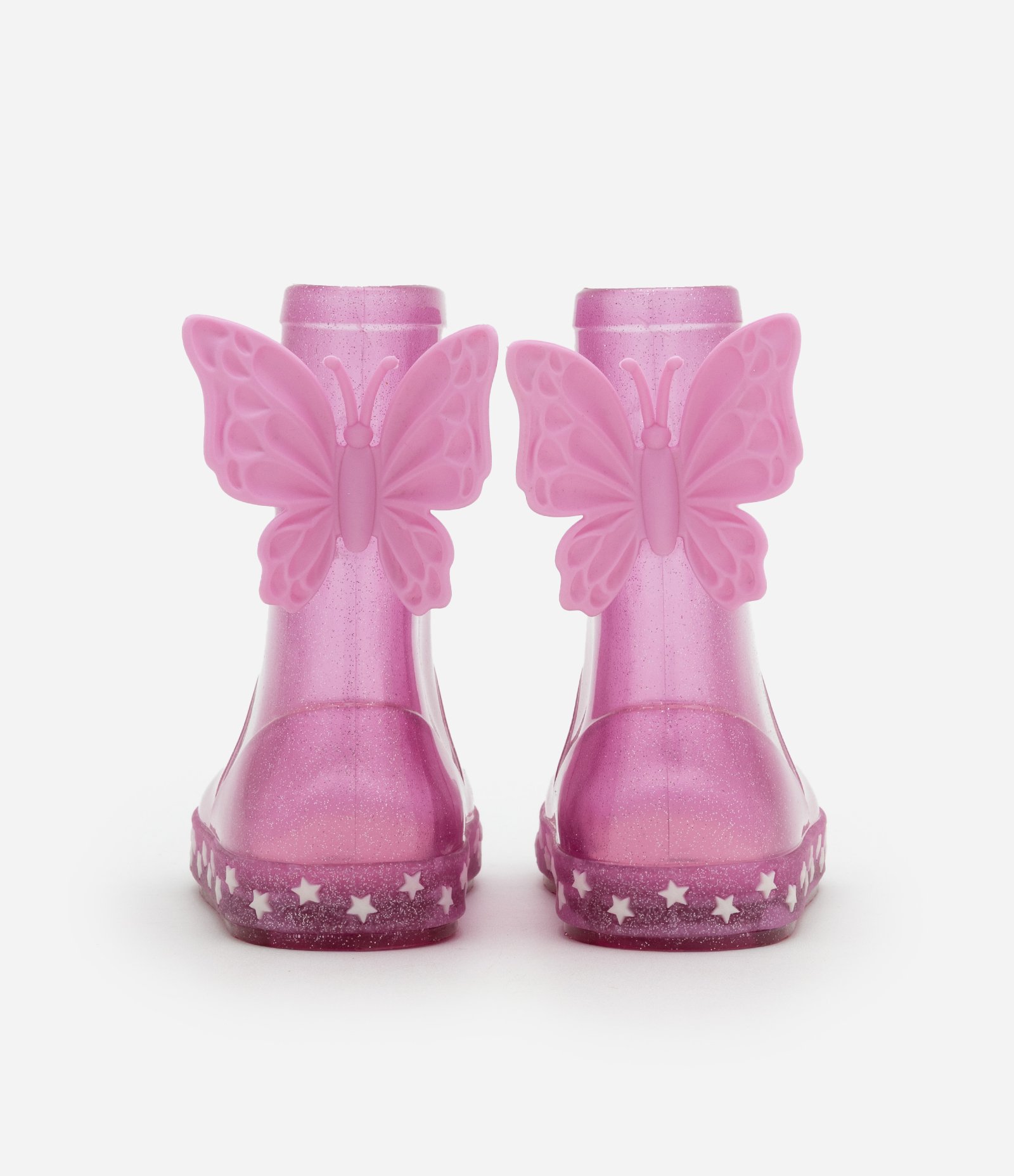 Bota Galocha Infantil com Glitter e Asas de Borboleta -Tam 21 ao 28 Rosa 2