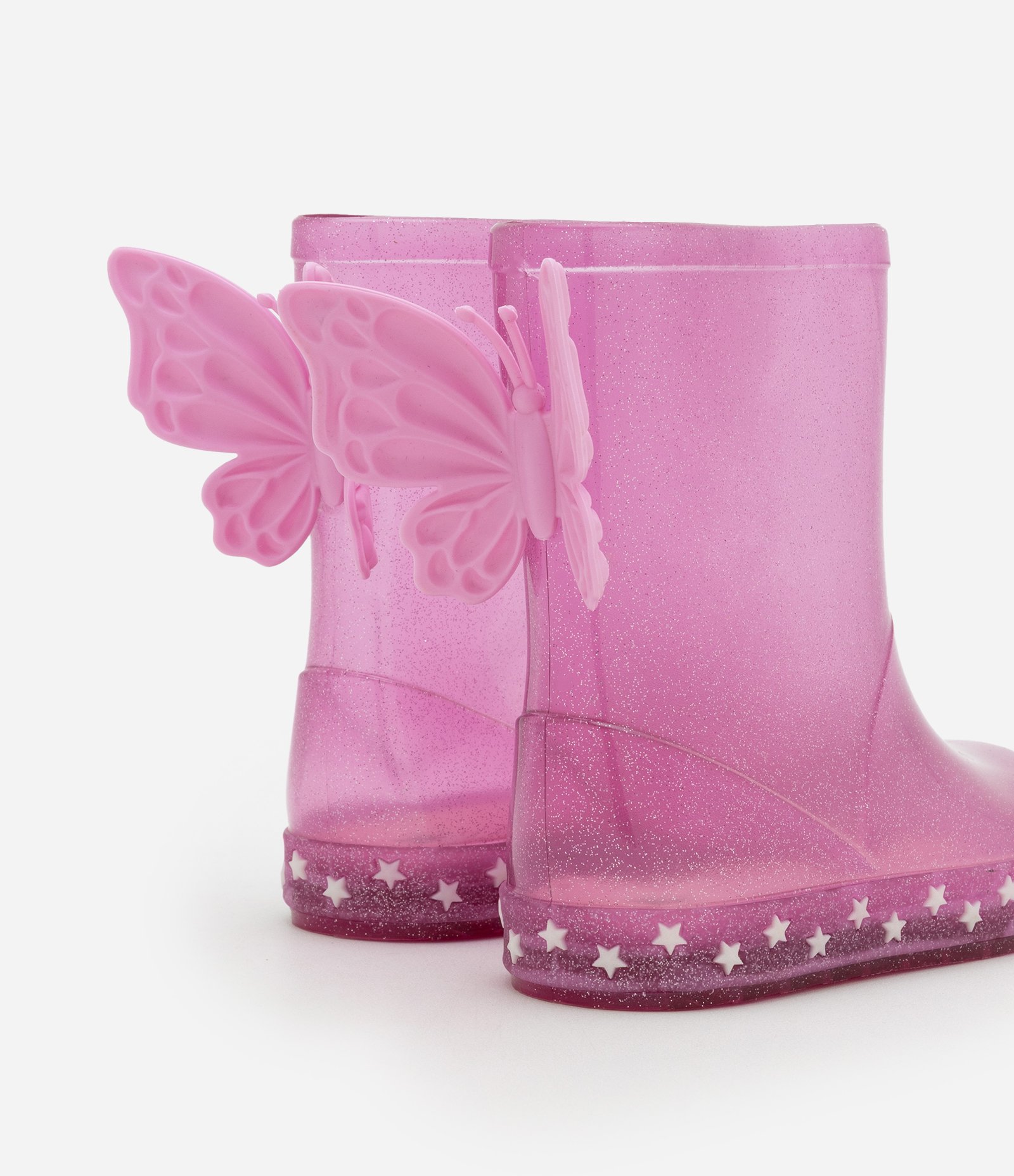 Bota Galocha Infantil com Glitter e Asas de Borboleta -Tam 21 ao 28 Rosa 3