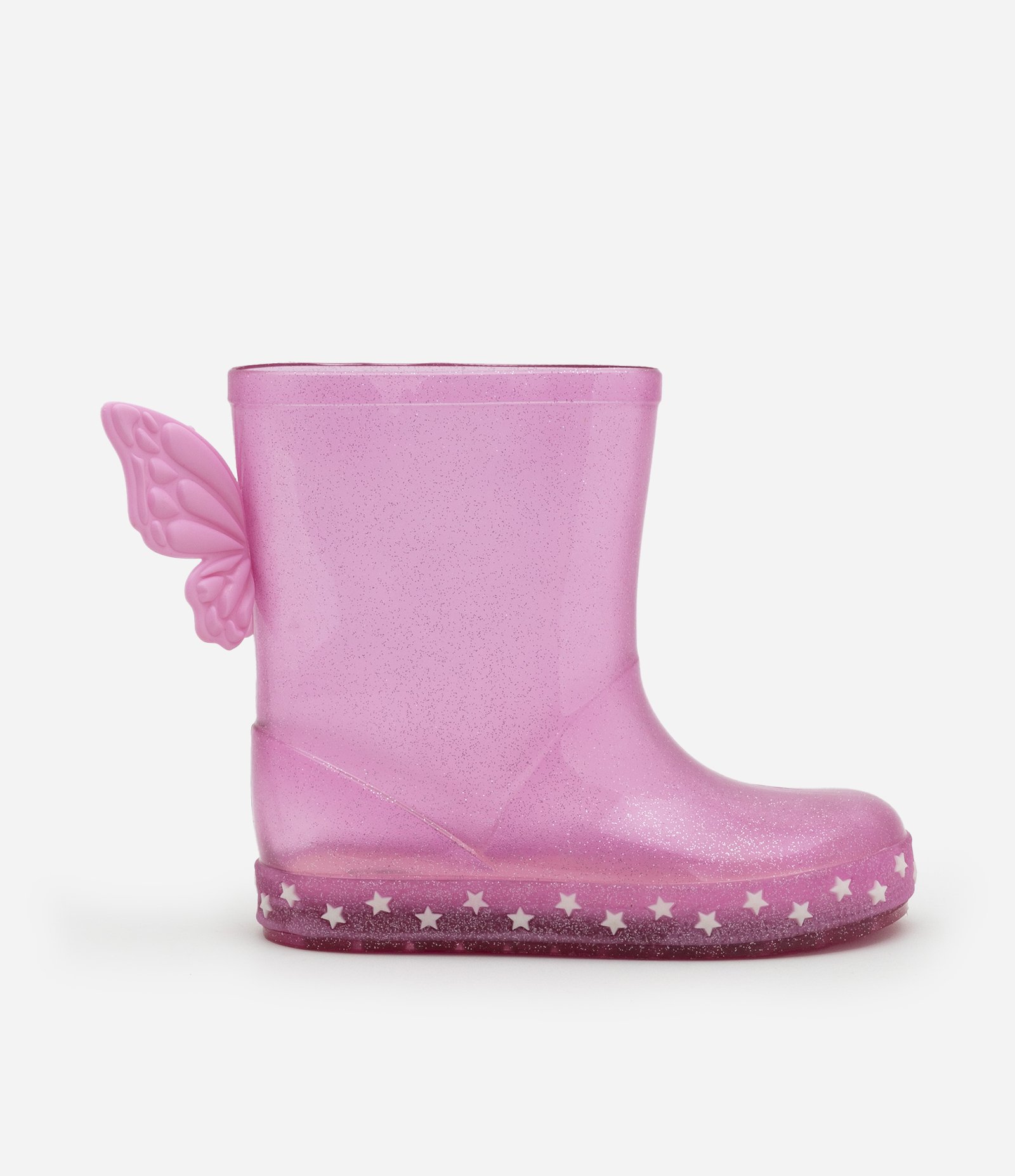Bota Galocha Infantil com Glitter e Asas de Borboleta -Tam 21 ao 28 Rosa 4