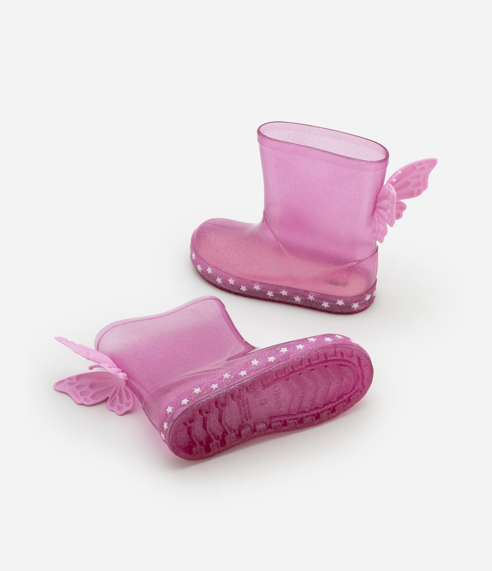 Bota Galocha Infantil com Glitter e Asas de Borboleta -Tam 21 ao 28 Rosa 5