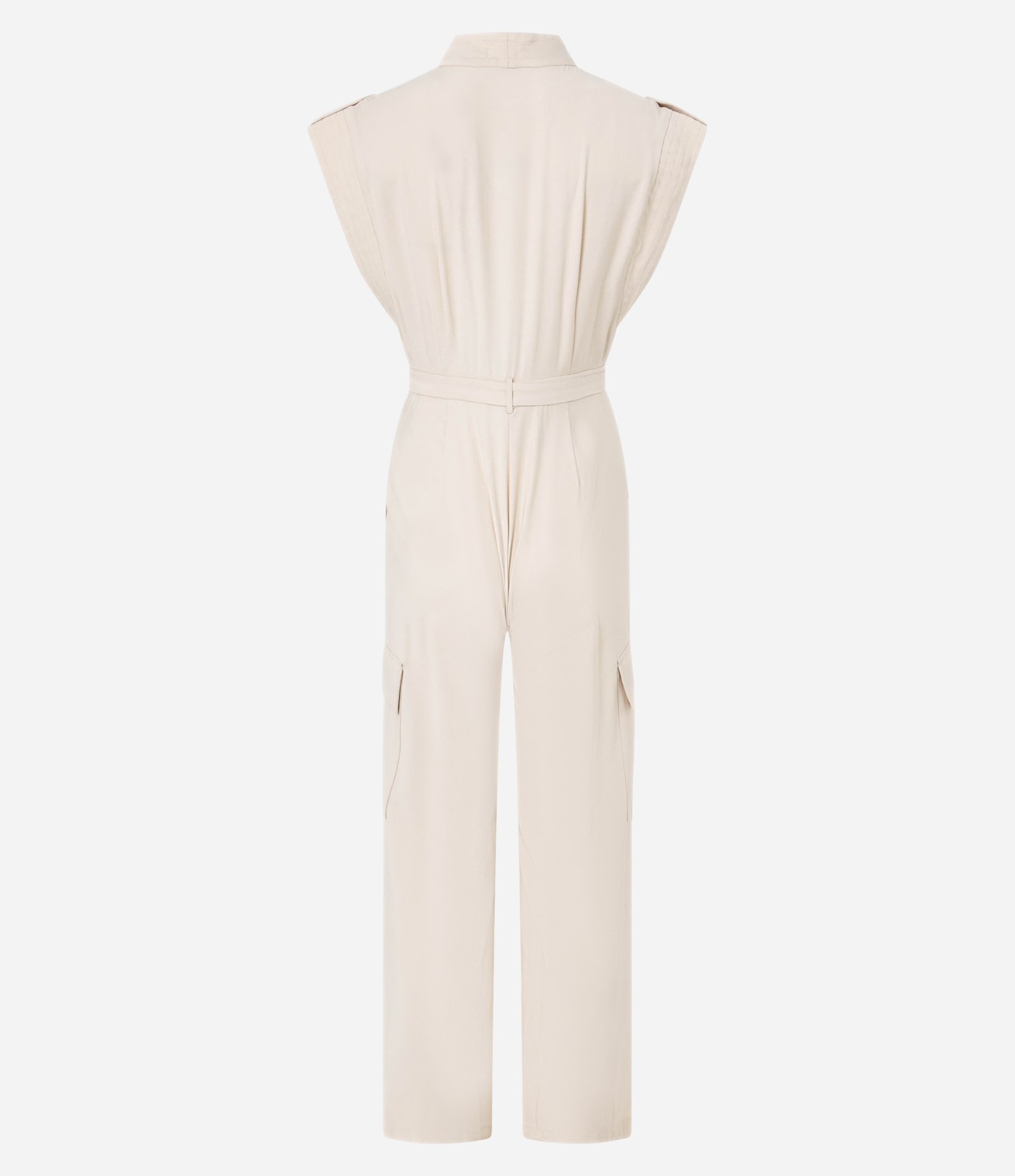 Macacão Wide Leg em Chalis com Transpasse e Bolso Cargo Off White 9