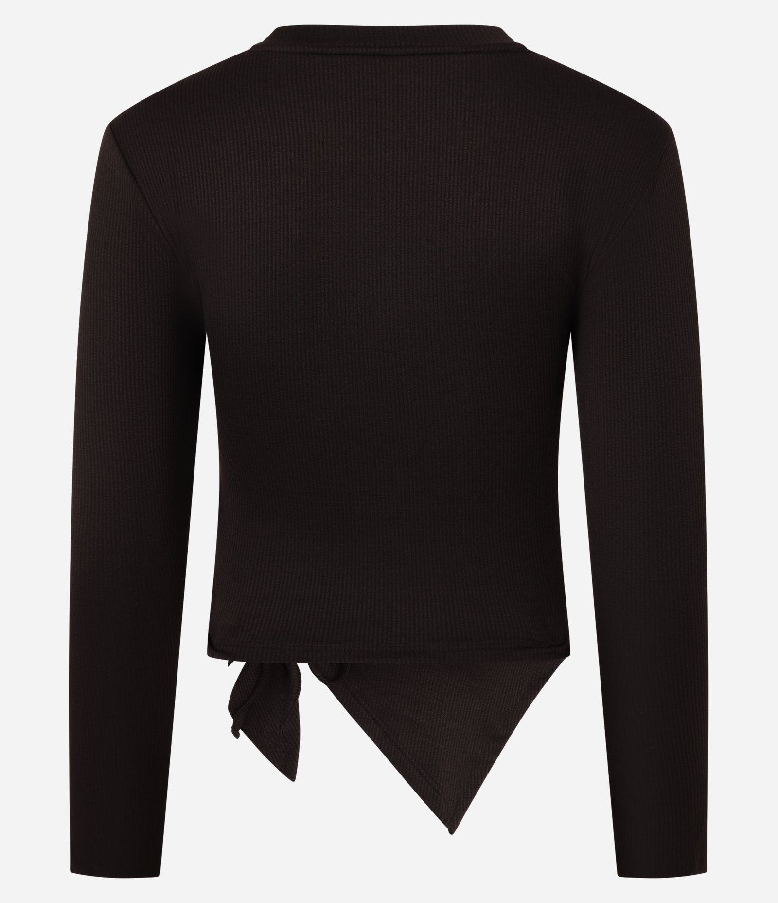Blusa em Ribana com Barra Assimétrica e Puxadinho Lateral Marrom 8