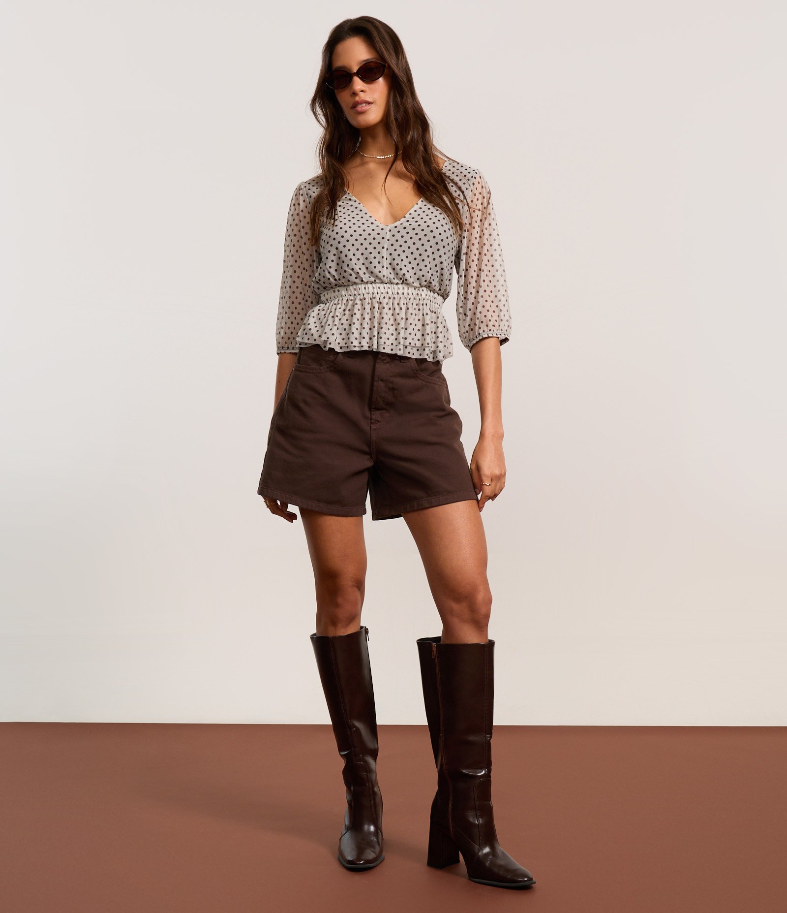 Blusa em Tule Texturizado com Poá Flocado Off White 5