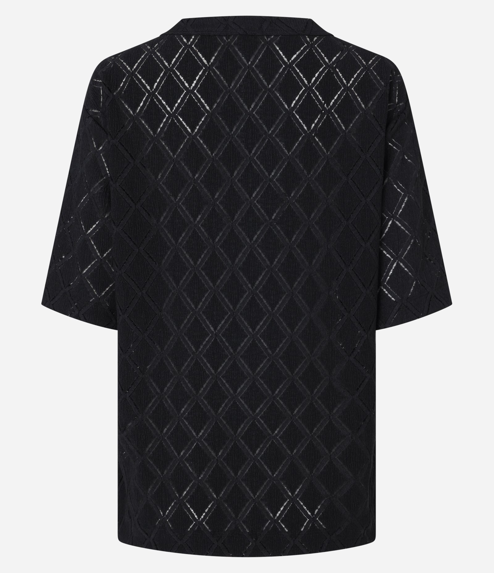 Blusa Alongada com Textura em Losangos Preto 7