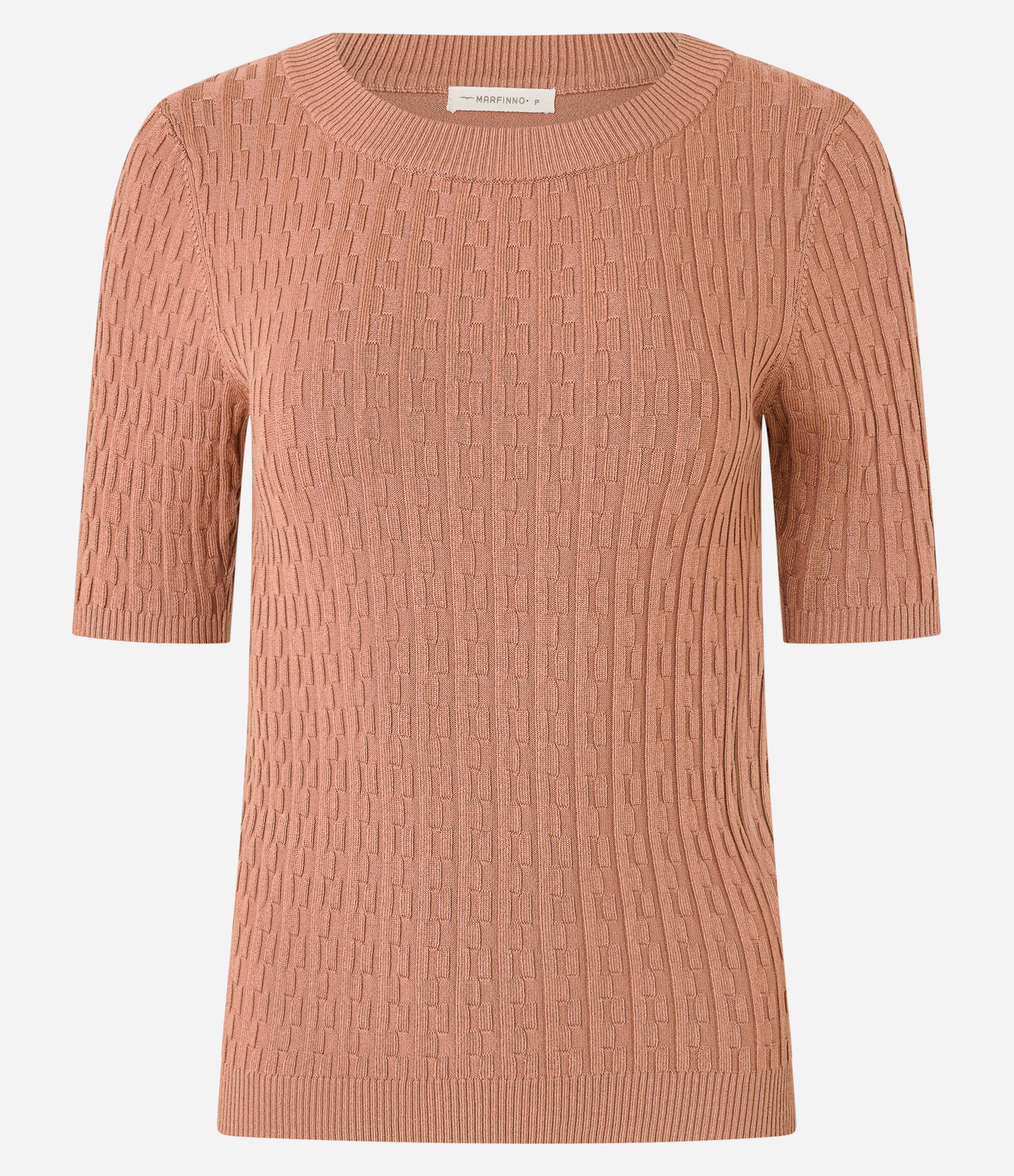 Blusa Texturizada em Tricô com Gola Redonda Marrom 5