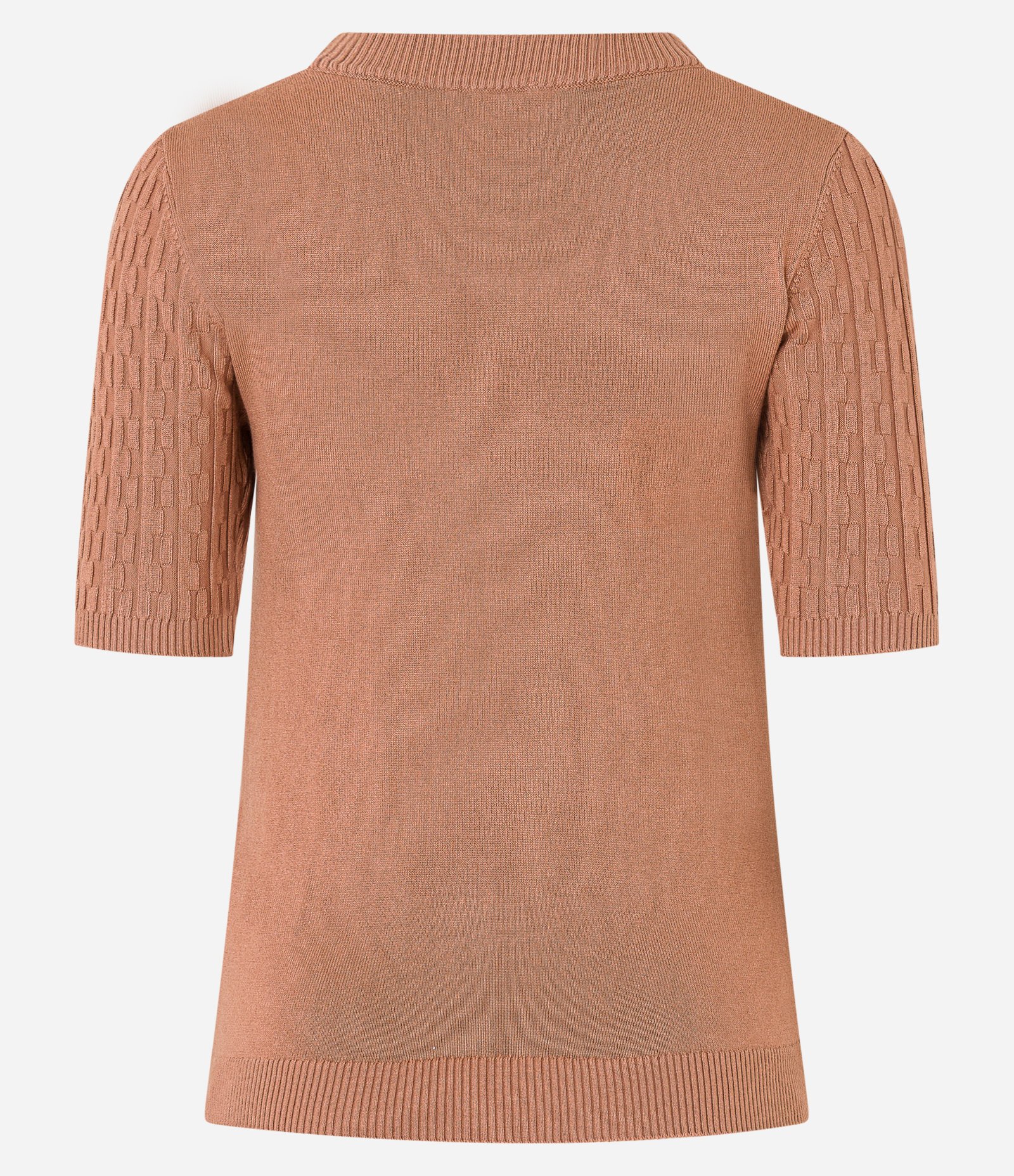 Blusa Texturizada em Tricô com Gola Redonda Marrom 7