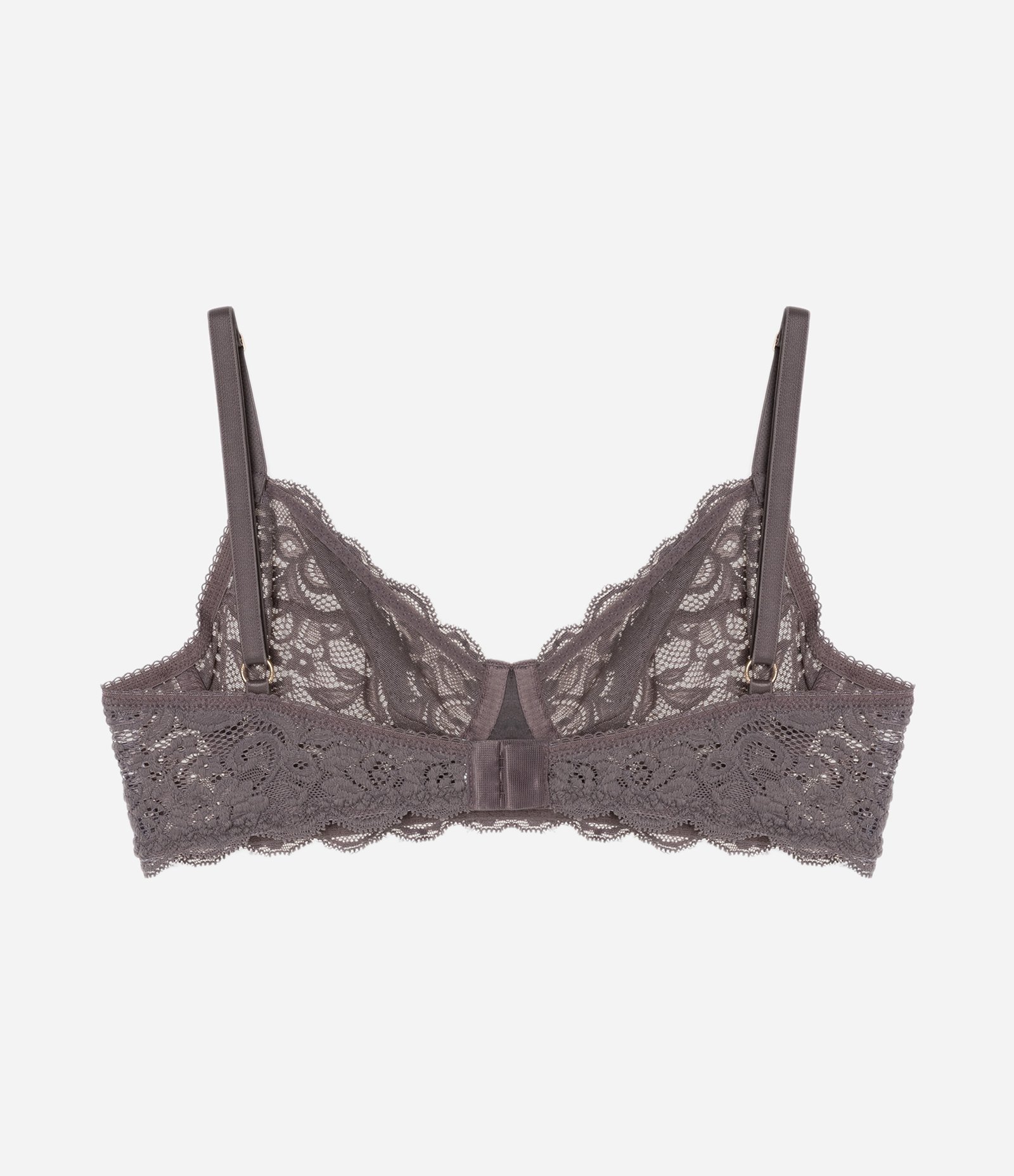 Sutiã Sem Bojo e Com Aro em Renda Floral Cinza 6