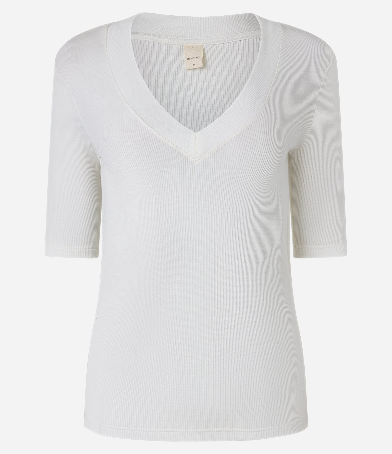 Blusa em Ribana com Decote V e Textura Canelada Branco 5