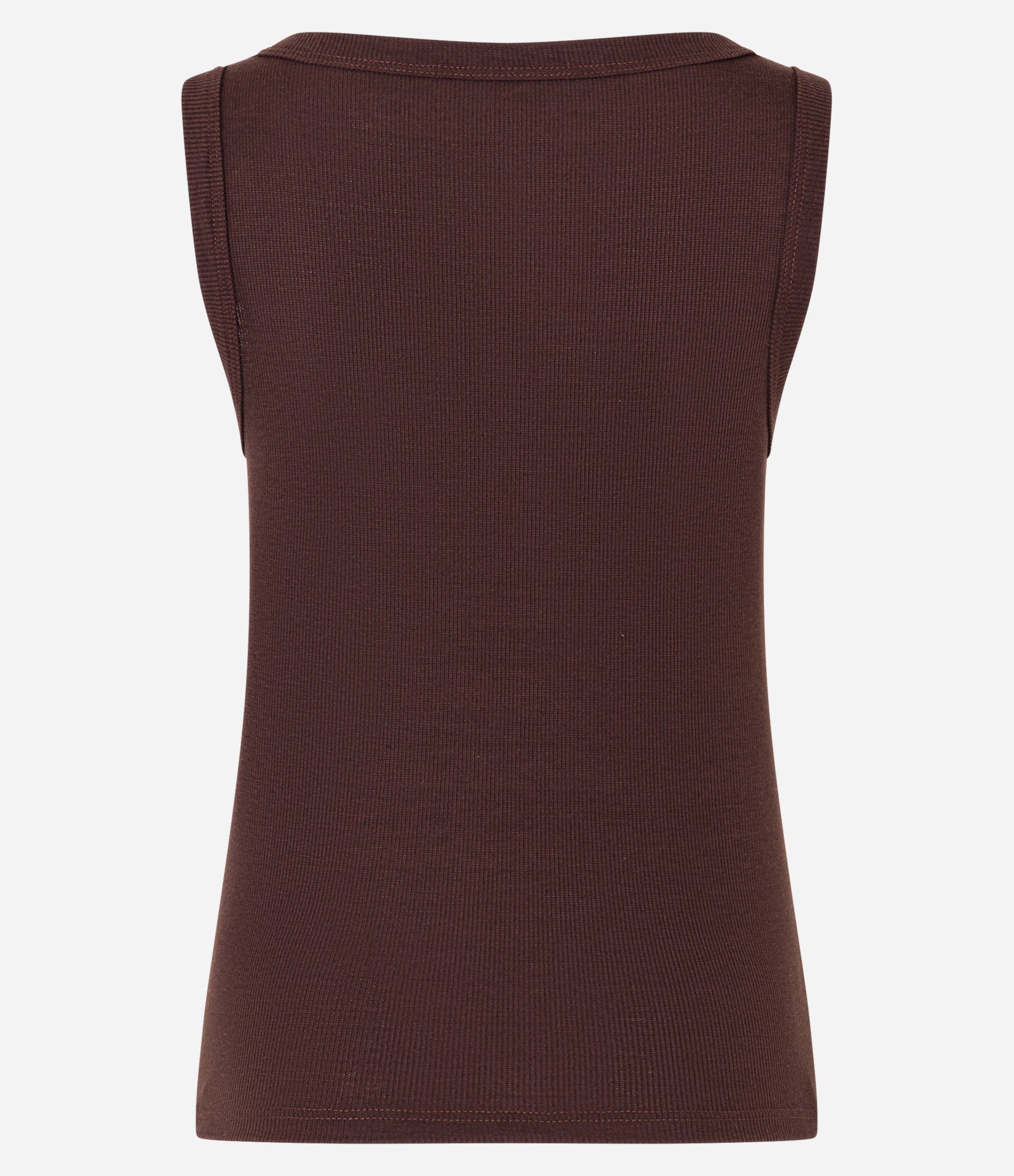 Blusa Regata em Ribana com Meia Vista de Botões Marrom 9