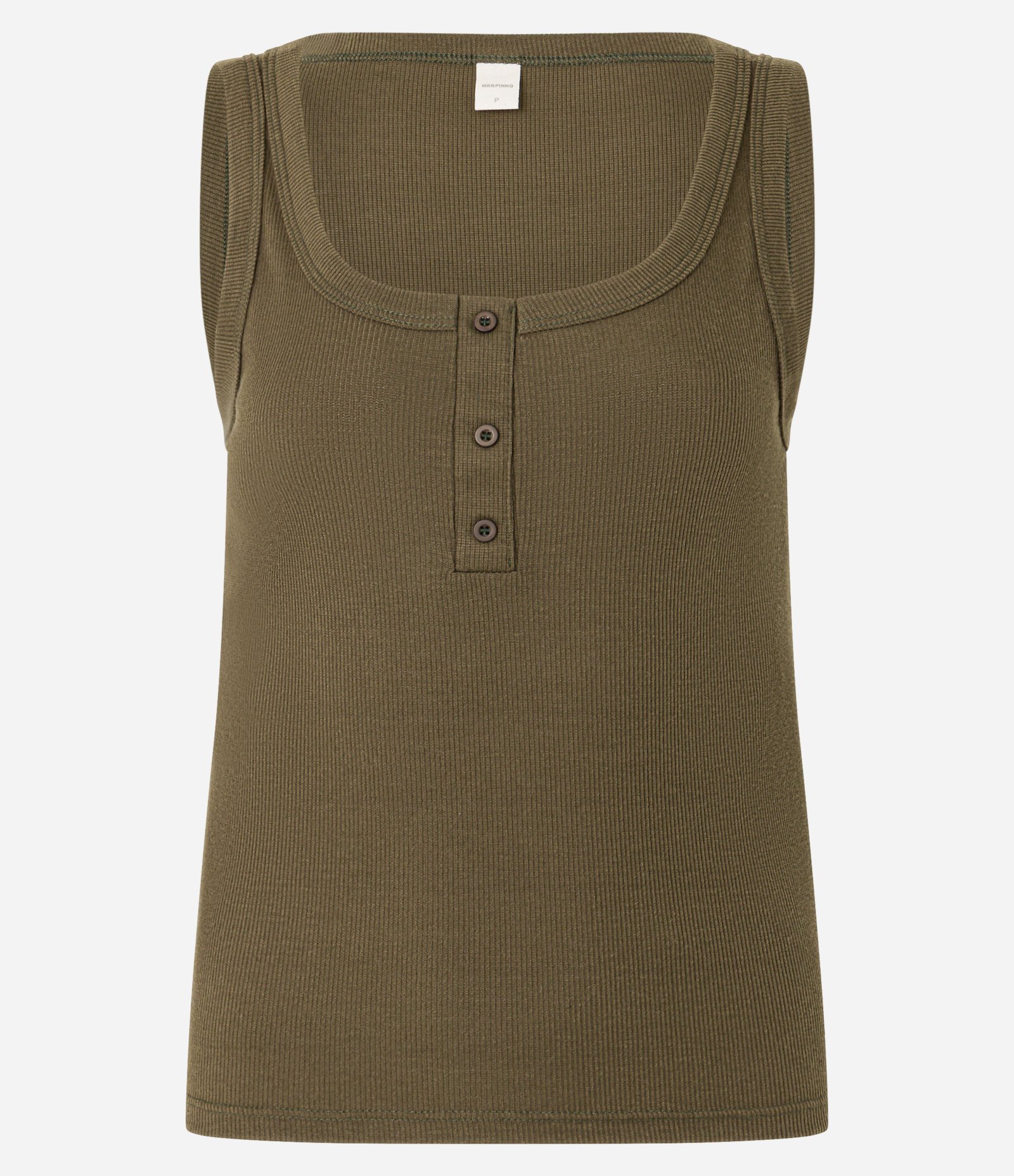 Blusa Regata em Ribana com Meia Vista de Botões Verde 5