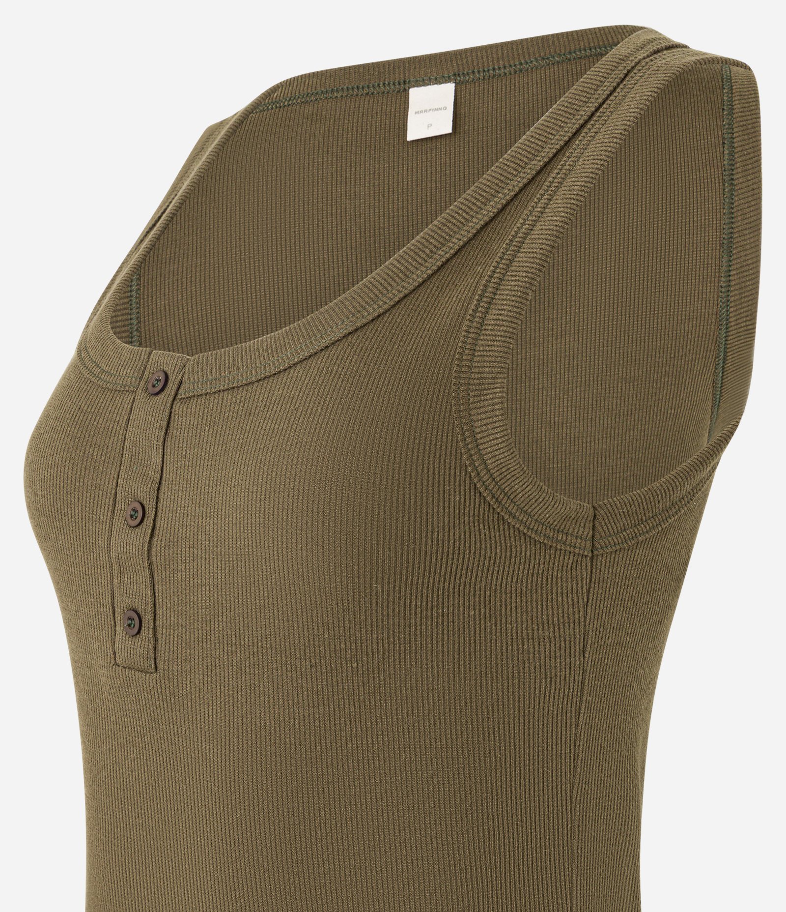 Blusa Regata em Ribana com Meia Vista de Botões Verde 6