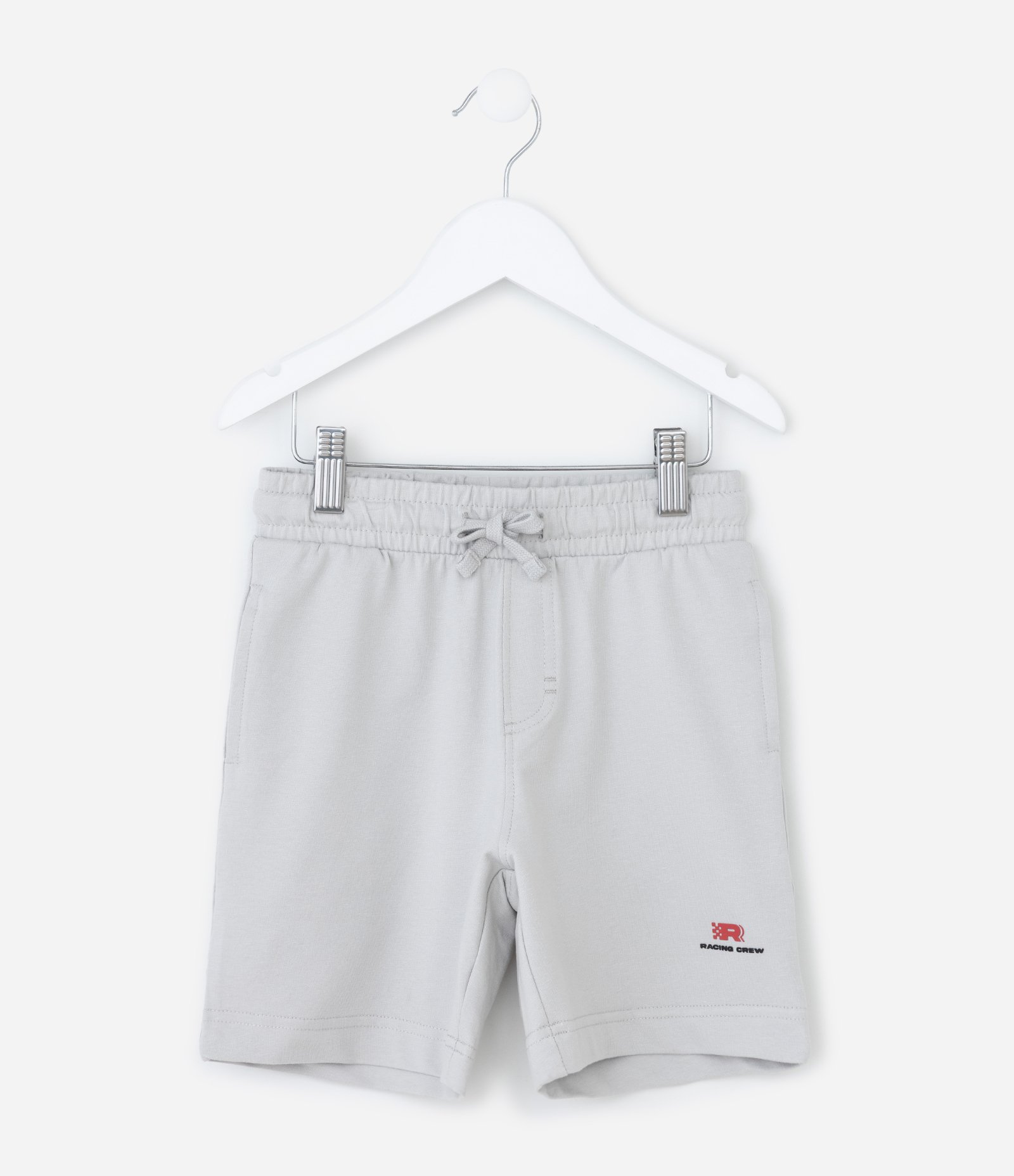 Bermuda Infantil em Moletom com Lettering Racing - Tam 5 a 14 Anos Cinza 2