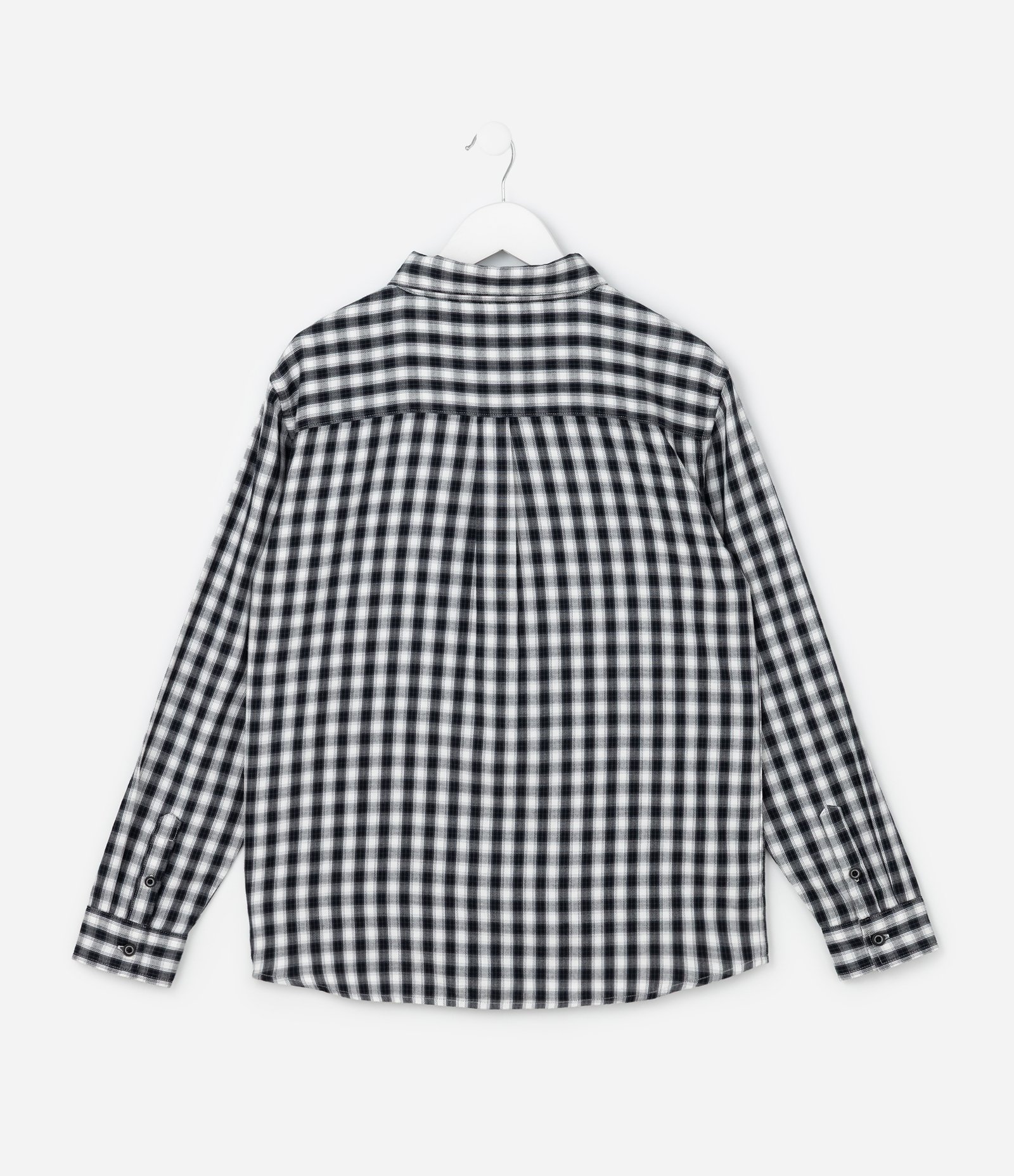 Camisa Infantil com Estampa Xadrez - Tam 5 a 14 Anos Branco/Preto 2