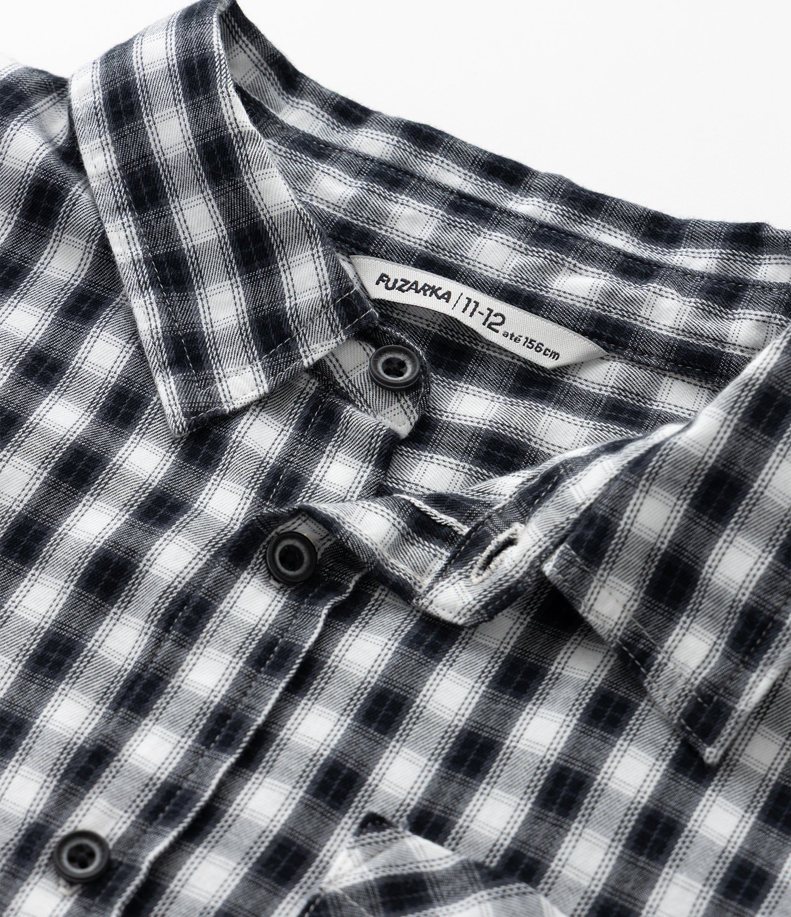 Camisa Infantil com Estampa Xadrez - Tam 5 a 14 Anos Branco/Preto 6