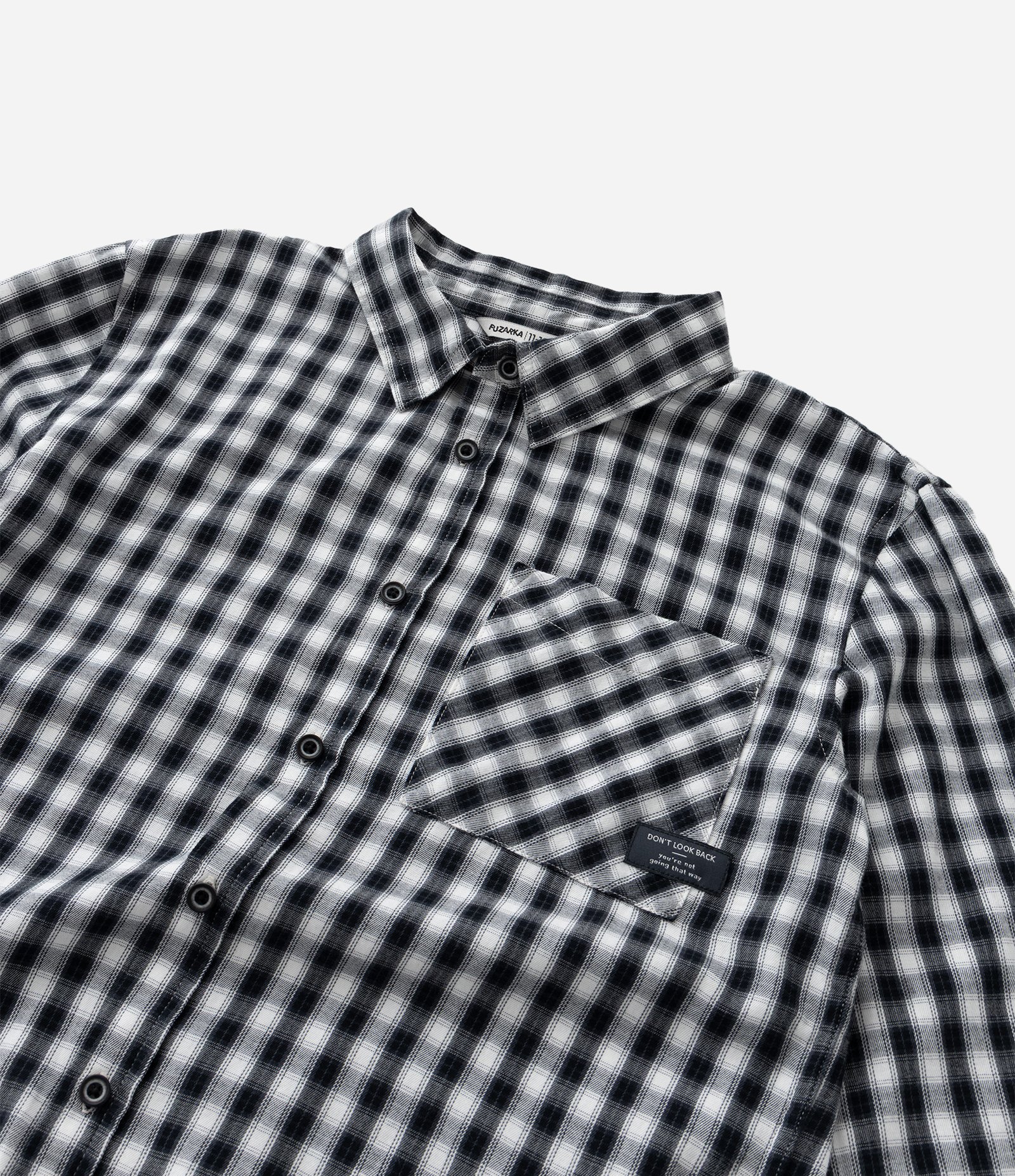 Camisa Infantil com Estampa Xadrez - Tam 5 a 14 Anos Branco/Preto 7