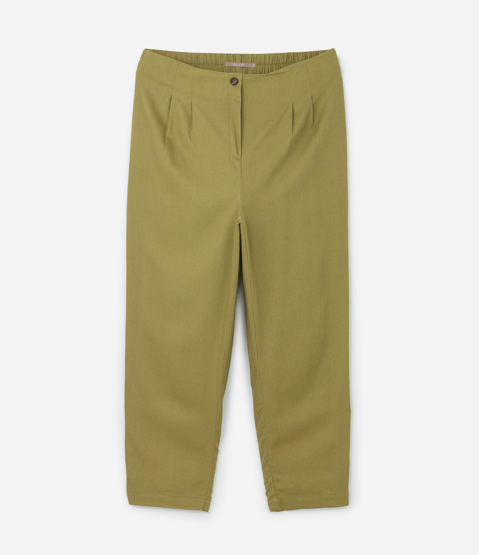 Calça Cenoura em Viscolinho com Pregas Curve & Plus Size Verde 5