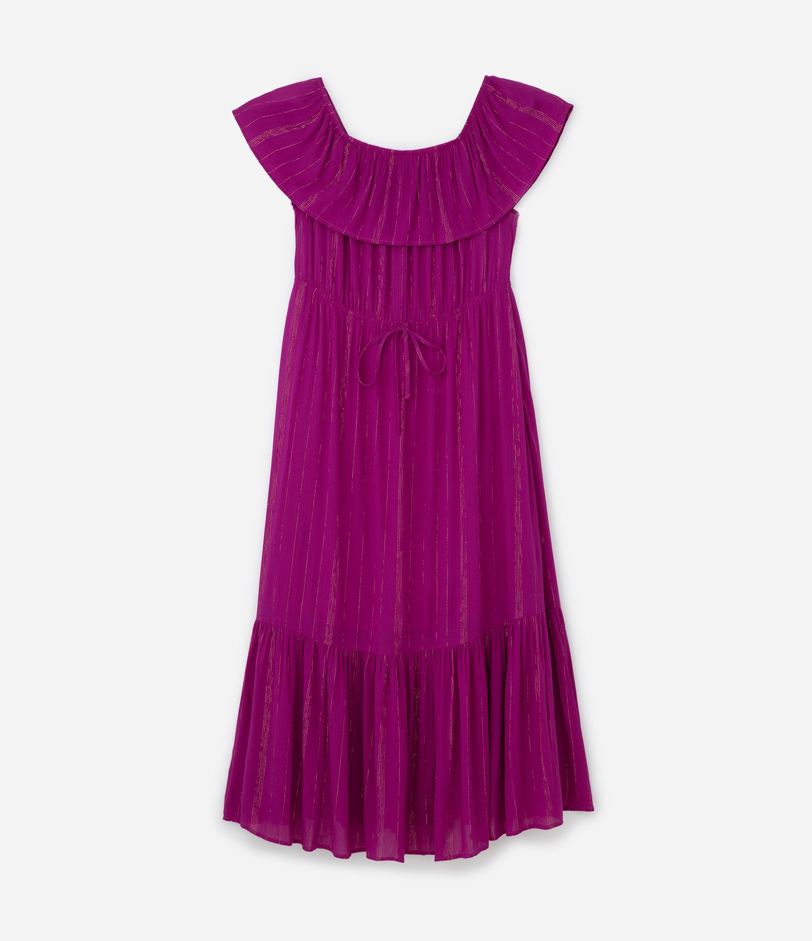 Vestido Midi em Viscose com Fio Metalizado e Decote Ombro a Ombro Curve & Plus Size Rosa 6