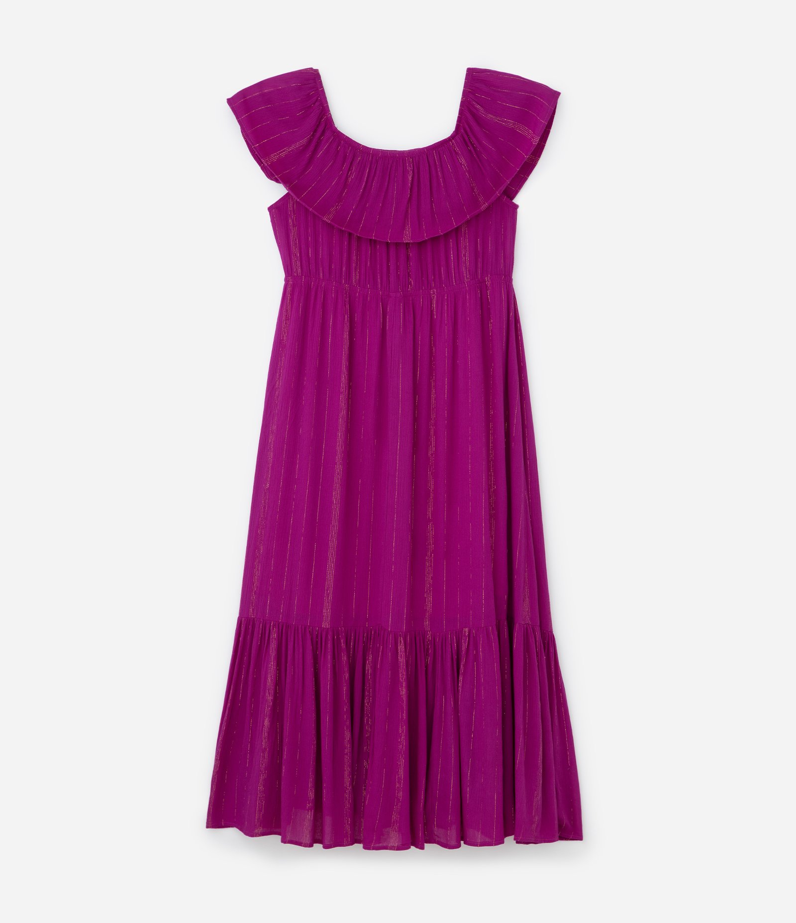 Vestido Midi em Viscose com Fio Metalizado e Decote Ombro a Ombro Curve & Plus Size Rosa 7